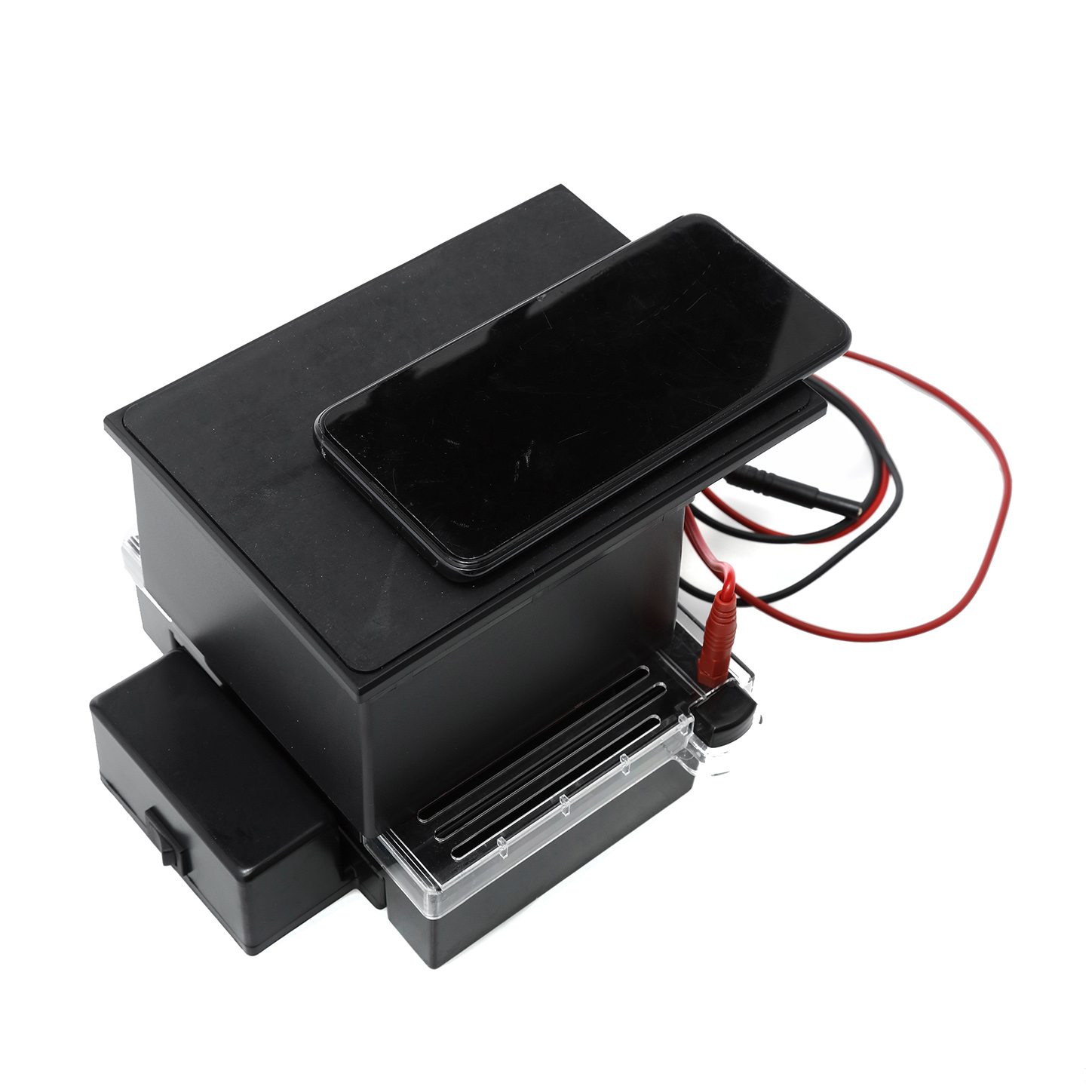 CÁMARA DE ELECTROFORESIS CON TRANSLUMINADOR Y BASE PARA CELULAR. ACCURIS