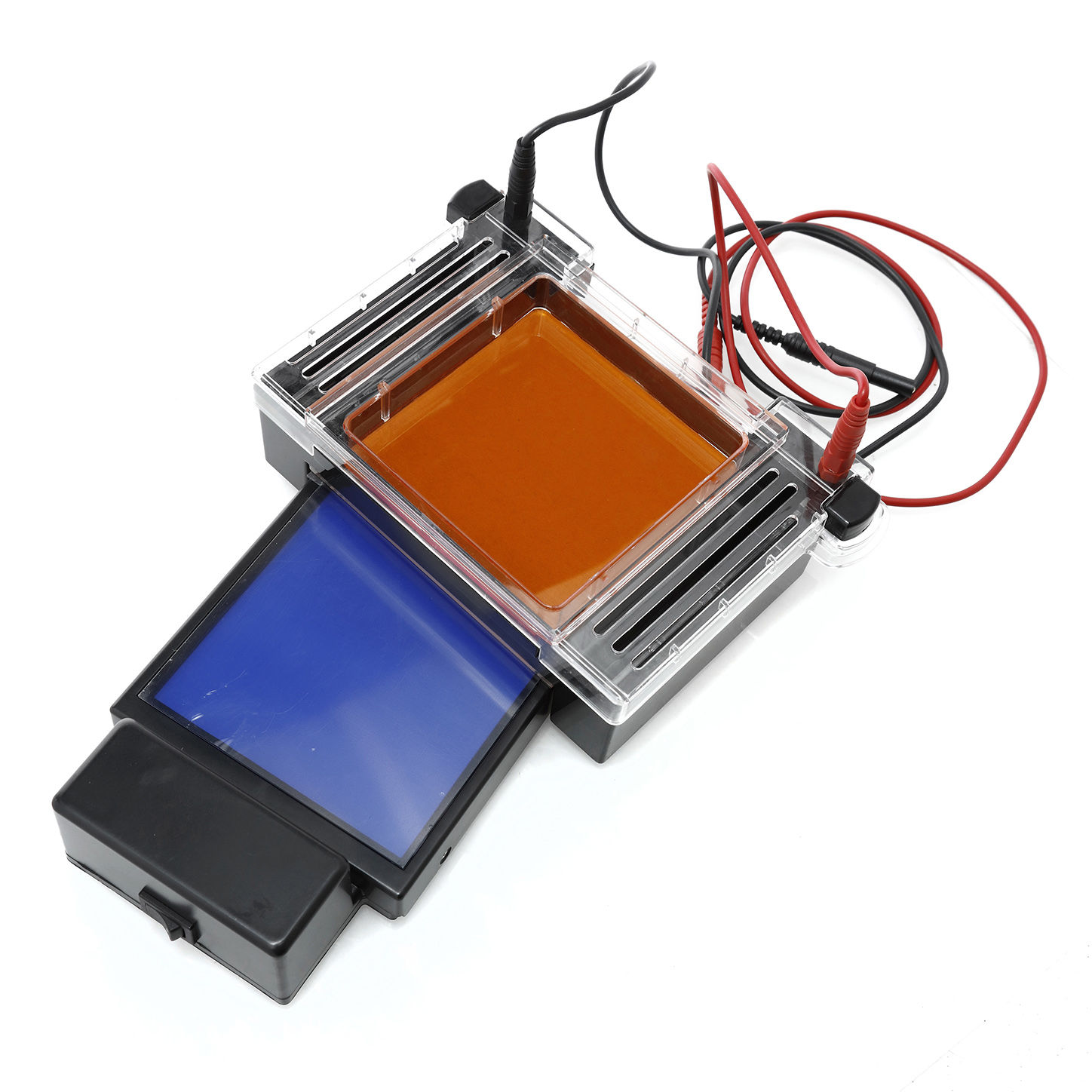 CÁMARA DE ELECTROFORESIS CON TRANSLUMINADOR Y BASE PARA CELULAR. ACCURIS