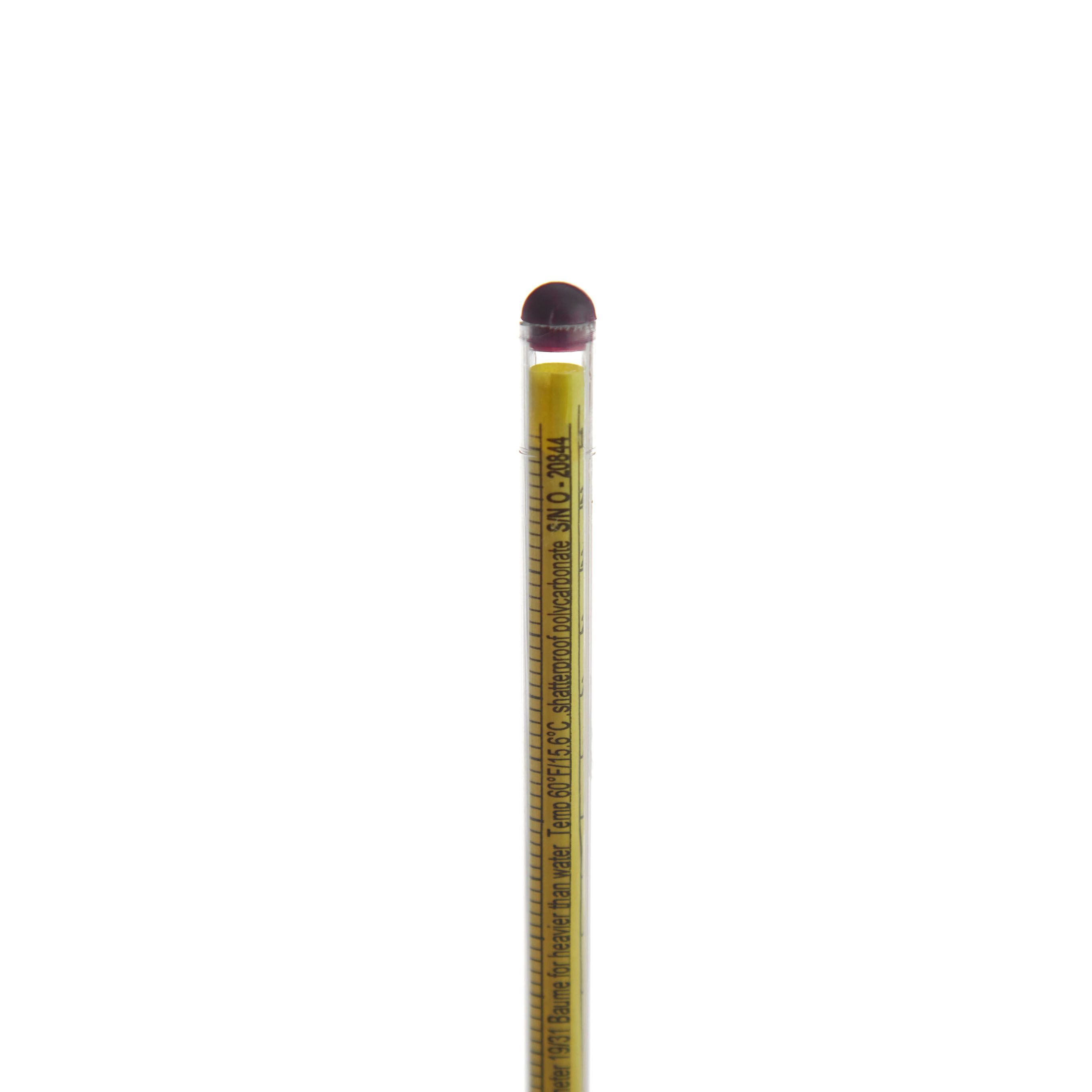 DENSÍMETRO BAUMÉ DE 19 A 31° CON CERTIFICADO. CUERPO DE PLÁSTICO. BEL-ART.