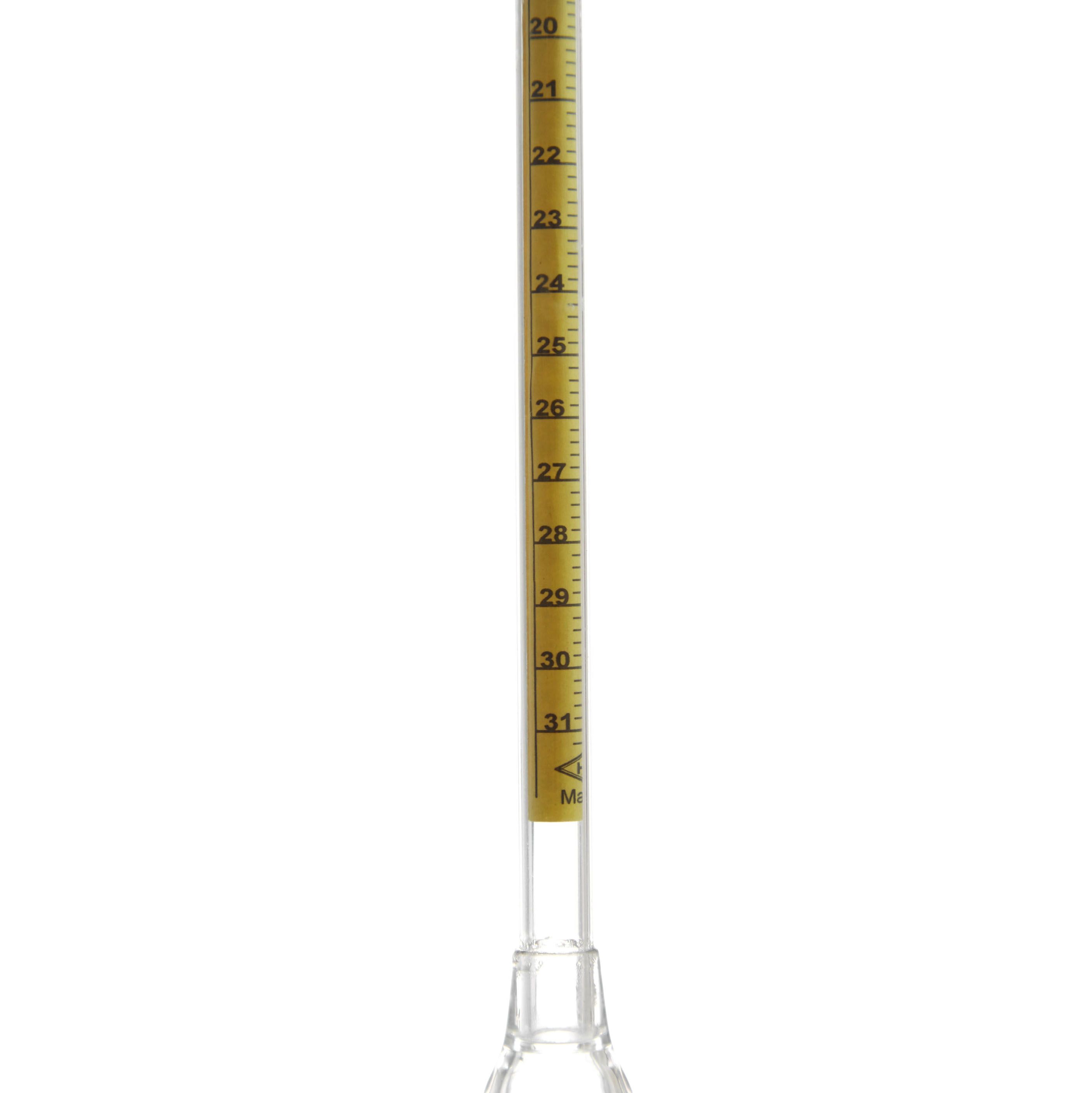 DENSÍMETRO BAUMÉ DE 19 A 31° CON CERTIFICADO. CUERPO DE PLÁSTICO. BEL-ART.