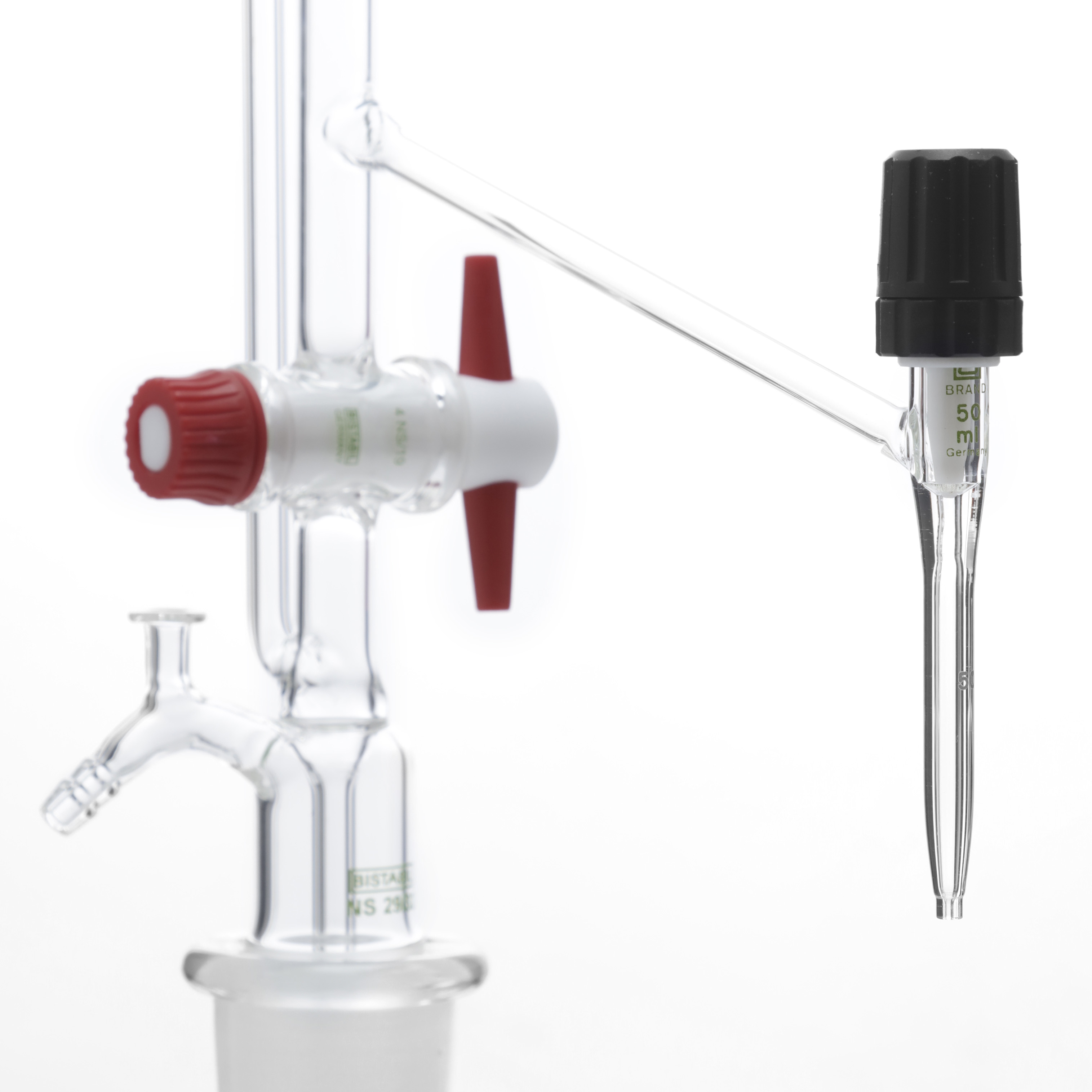 BURETA AUTOMÁTICA DE 50ml. FRANJA SCHELLBACH. CON FRASCO Y LLAVE INTERMEDIA. BRAND