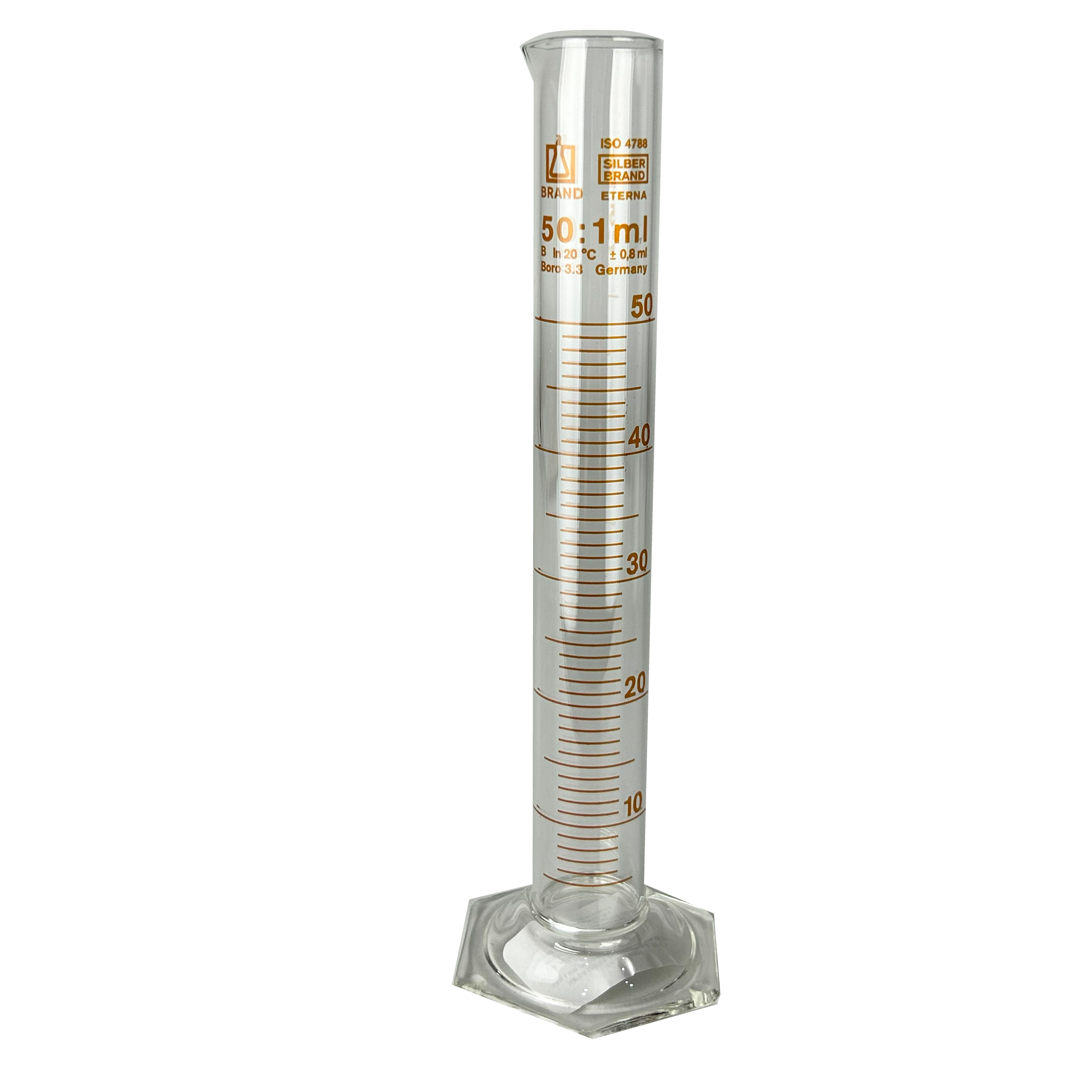 PROBETA GRADUADA SILBERBRAND ETERNA DE 50 ml, CLASE B DIN. BRAND