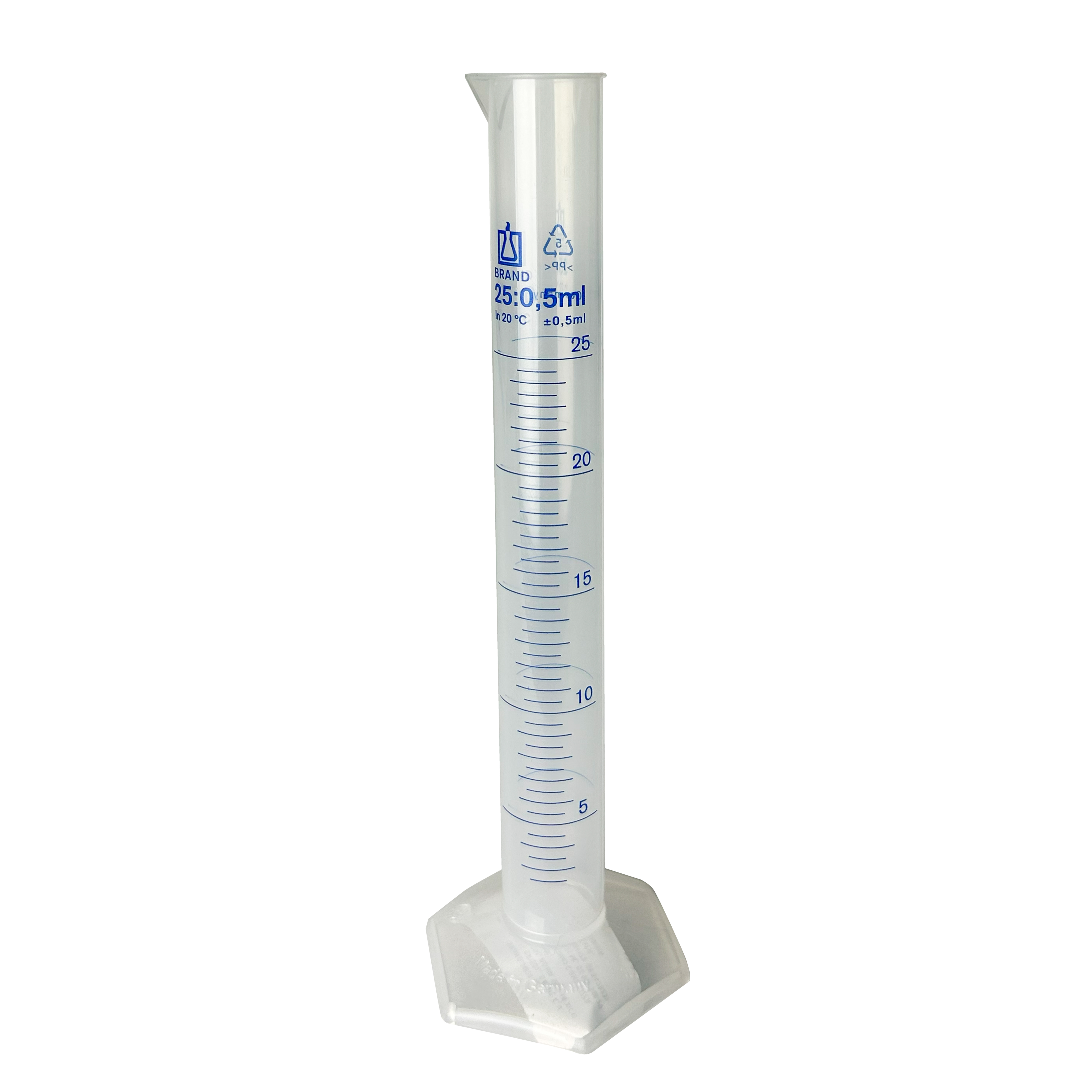 PROBETA GRADUADA DE PP DE 25 ml, CLASE B DIN. BRAND
