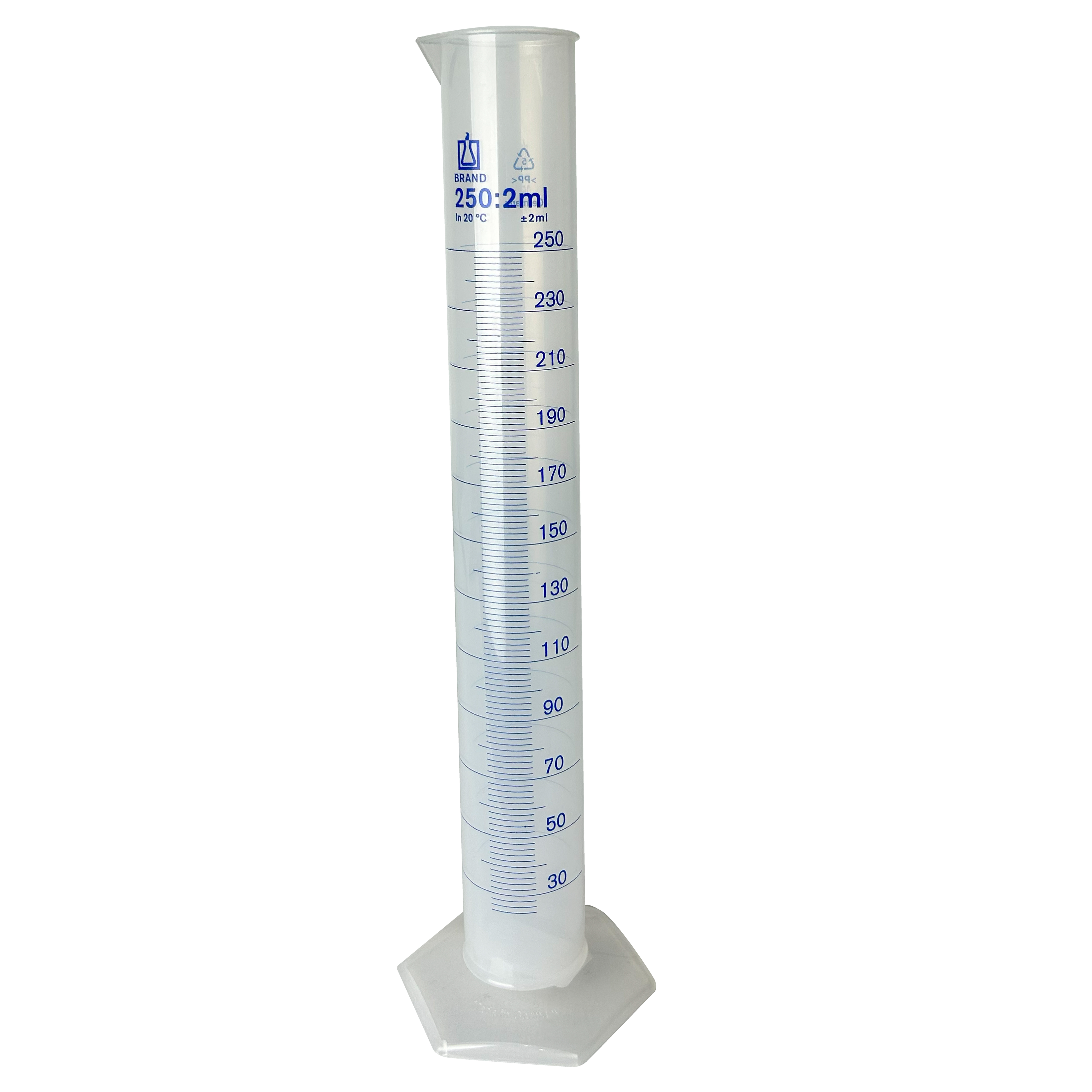 PROBETA GRADUADA DE PP DE 250 ml, CLASE B DIN. BRAND