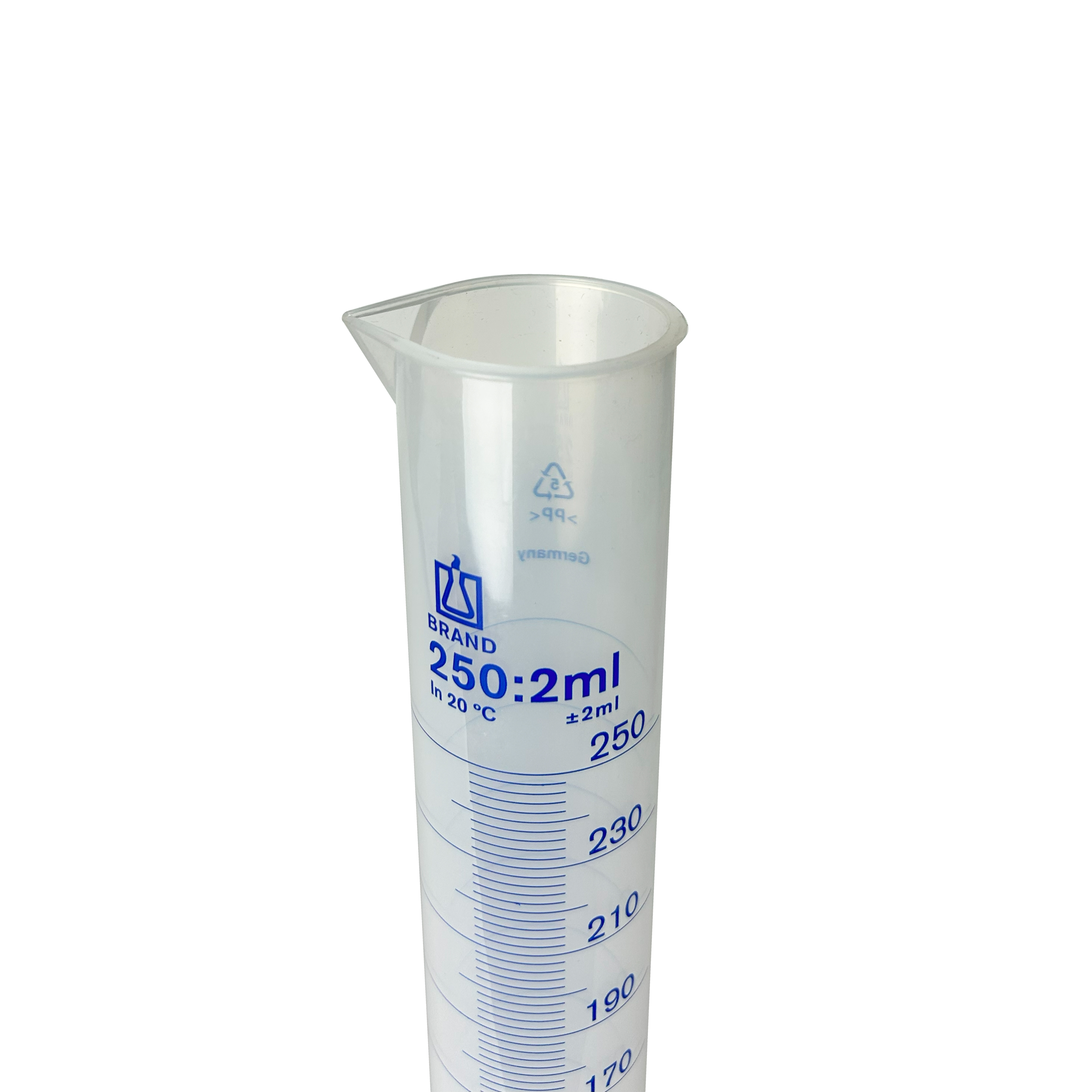 PROBETA GRADUADA DE PP DE 250 ml, CLASE B DIN. BRAND