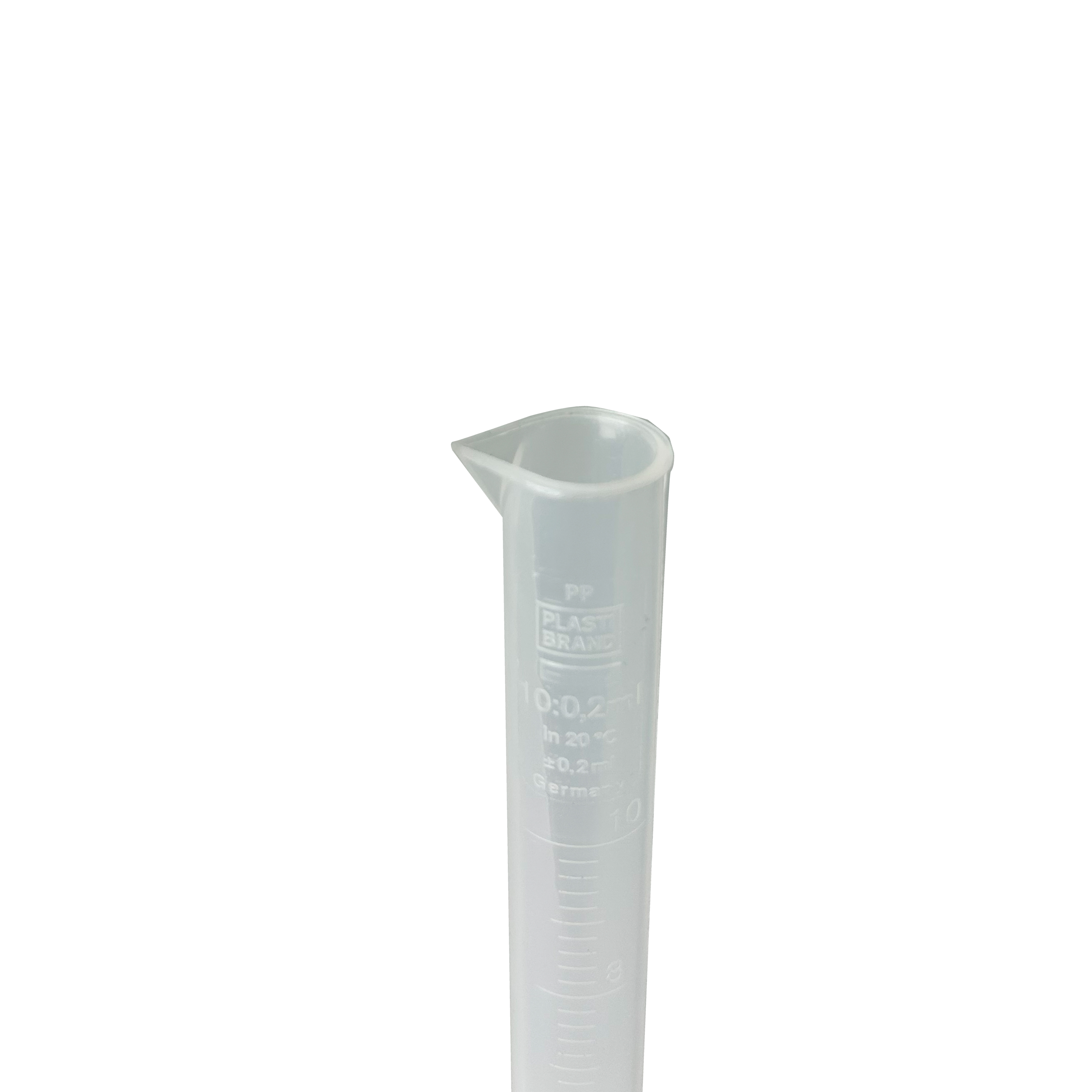 PROBETA GRADUADA DE PP DE 10 ml, GRADUACIÓN EN RELIEVE. BRAND