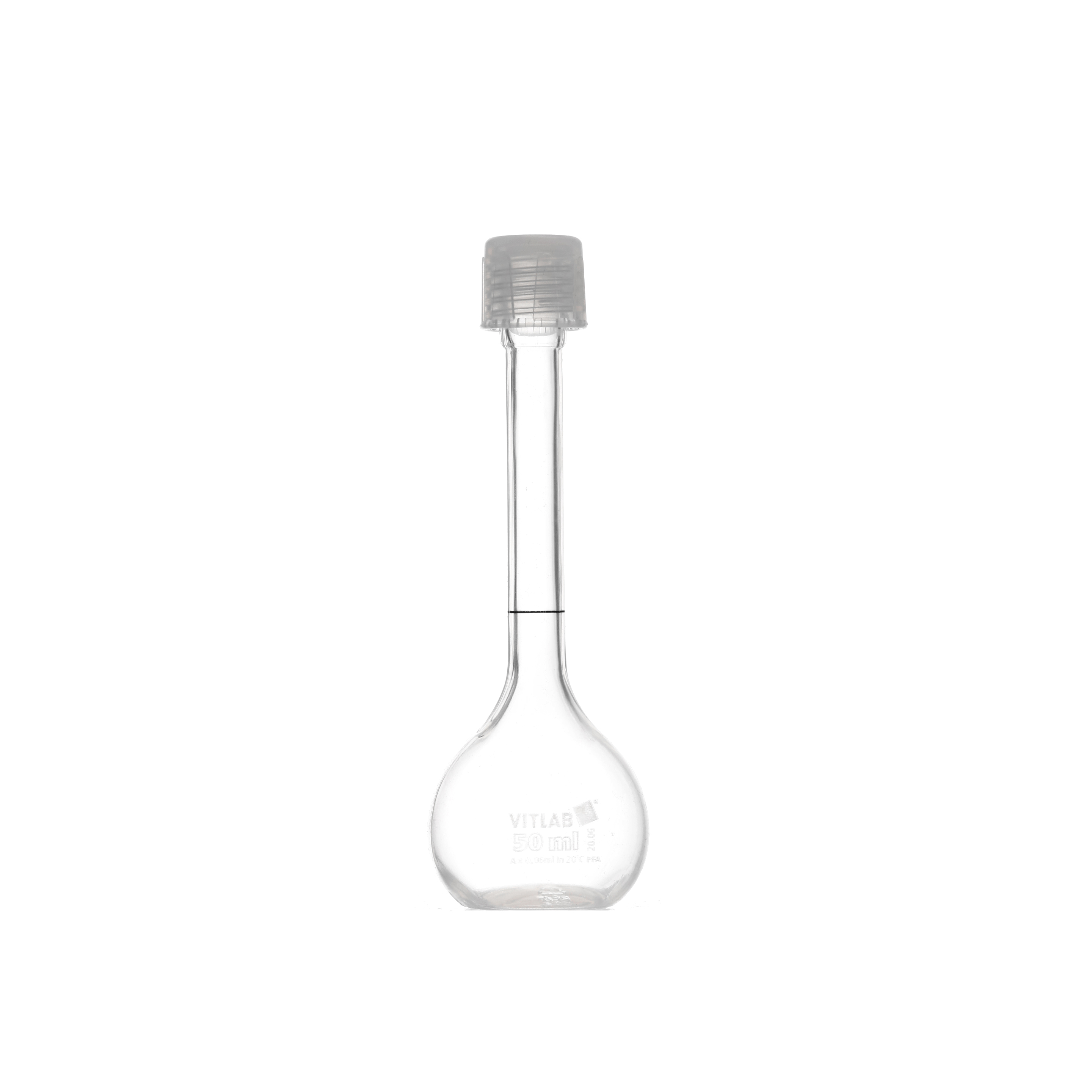 MATRAZ VOLUMÉTRICO DE PFA DE 50ml CLASE A DIN CON CERTIFICADO. BRAND