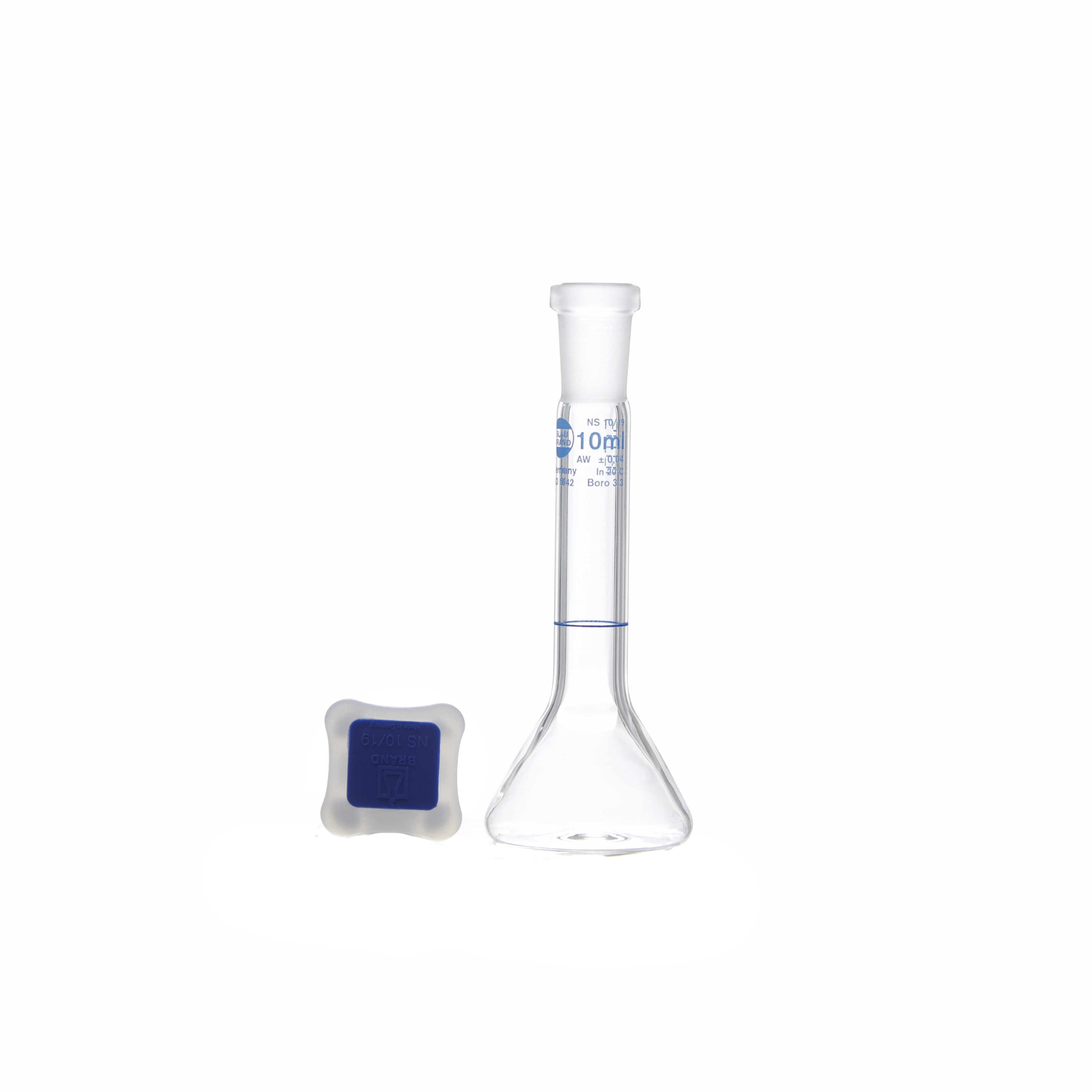 MATRAZ VOLUMÉTRICO DE 10ml CLASE A DIN. TRAPEZOIDAl. CUELLO ANCHO. BRAND