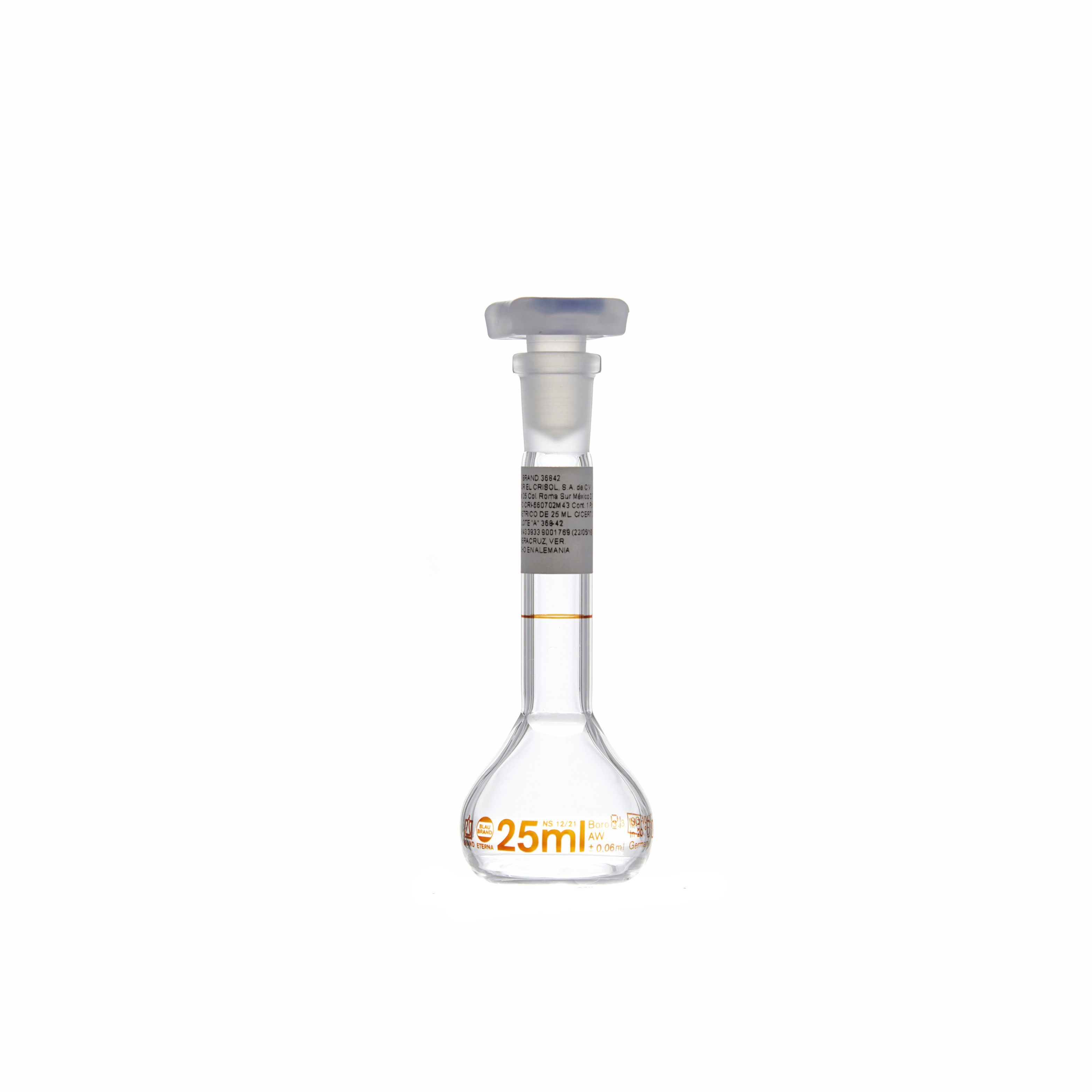 MATRAZ VOLUMÉTRICO DE 25ml CLASE A DIN. CUELLO ANCHO. BRAND