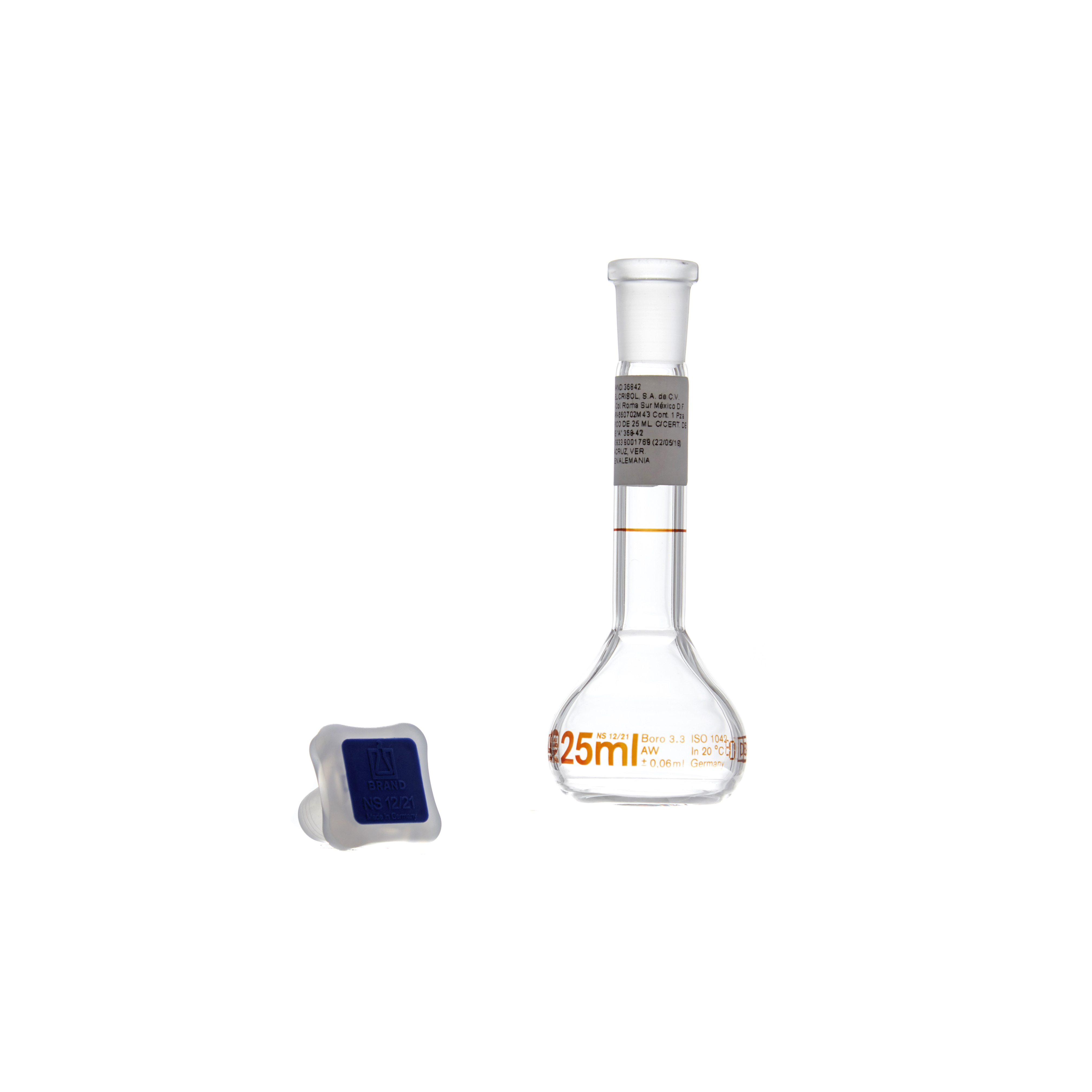 MATRAZ VOLUMÉTRICO DE 25ml CLASE A DIN. CUELLO ANCHO. BRAND