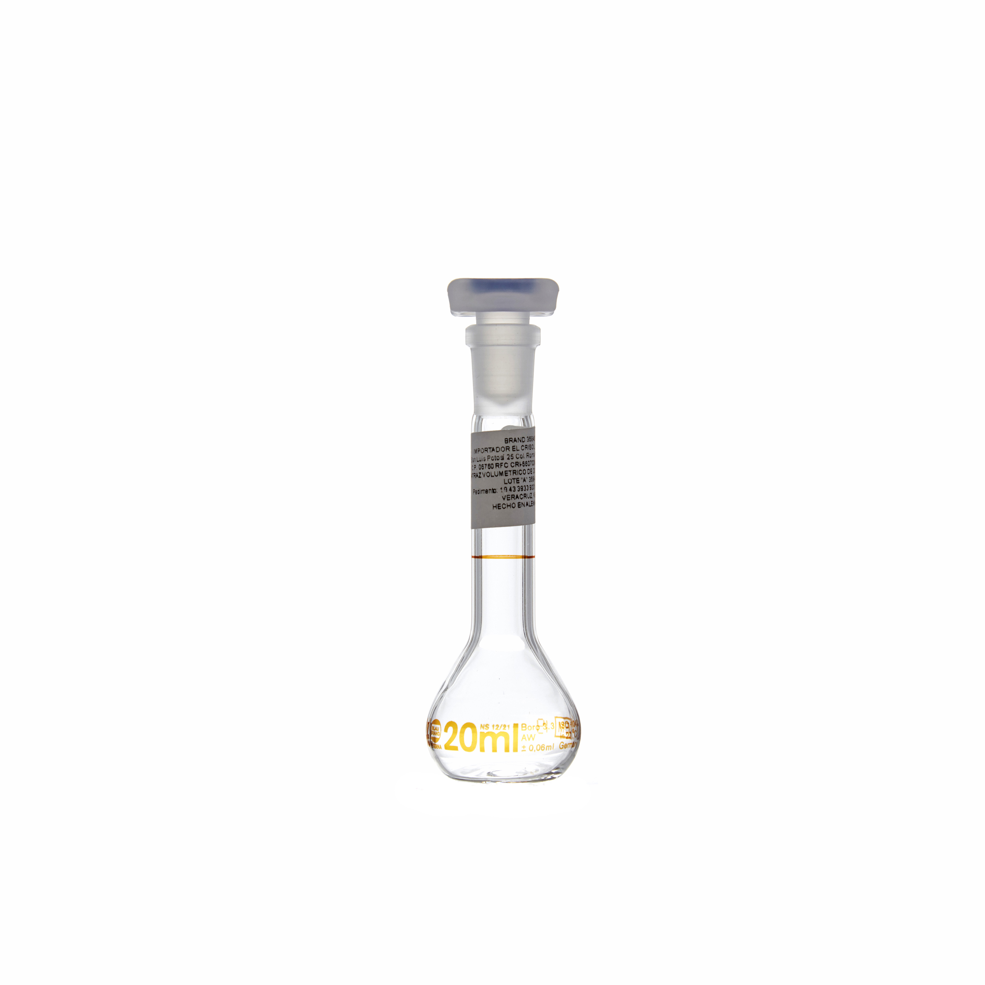 MATRAZ VOLUMÉTRICO DE 20ml CLASE A DIN. CUELLO ANCHO. BRAND