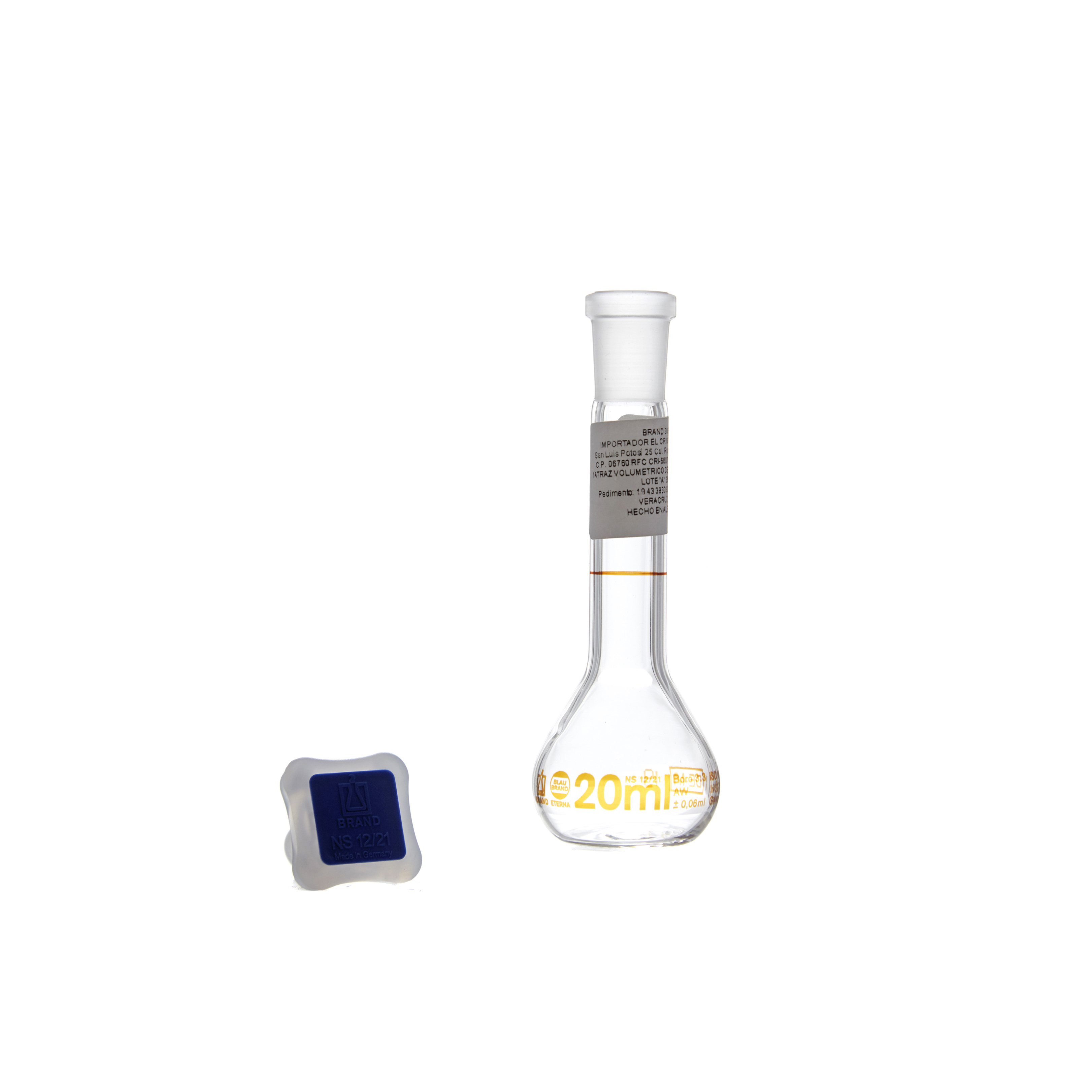 MATRAZ VOLUMÉTRICO DE 20ml CLASE A DIN. CUELLO ANCHO. BRAND