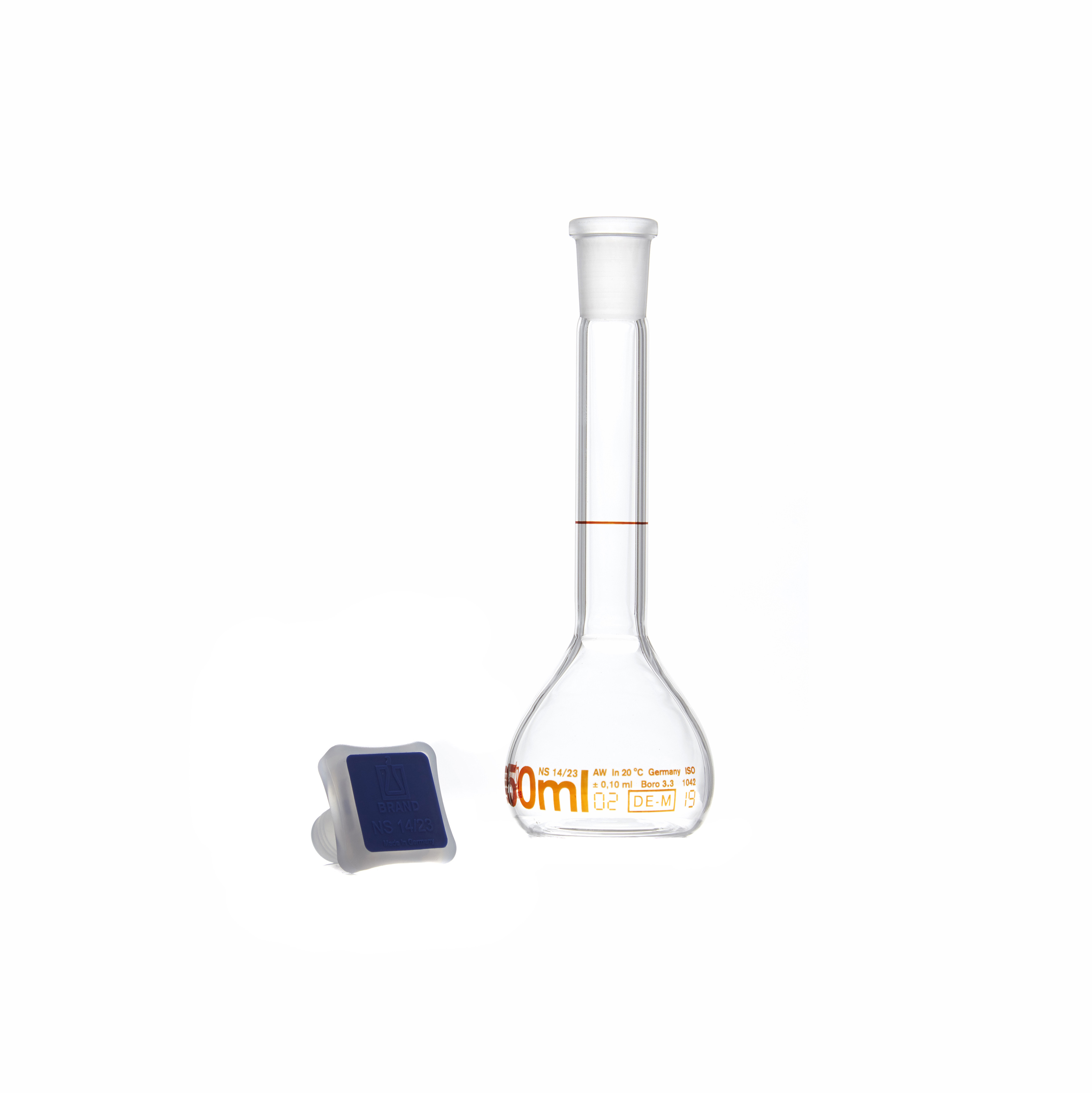 MATRAZ VOLUMÉTRICO DE 50ml CLASE A DIN. CUELLO ANCHO. BRAND
