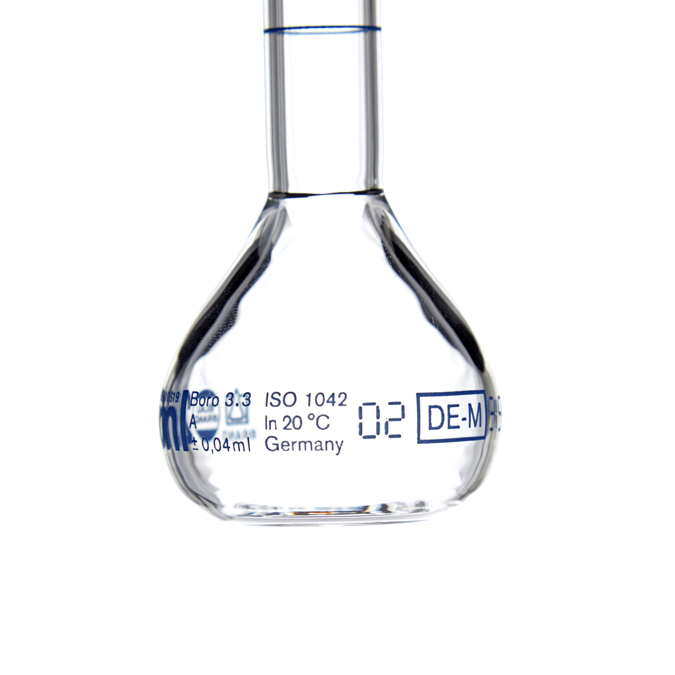 MATRAZ VOLUMÉTRICO DE 20ml CLASE A DIN. TAPÓN DE PLÁSTICO. BRAND