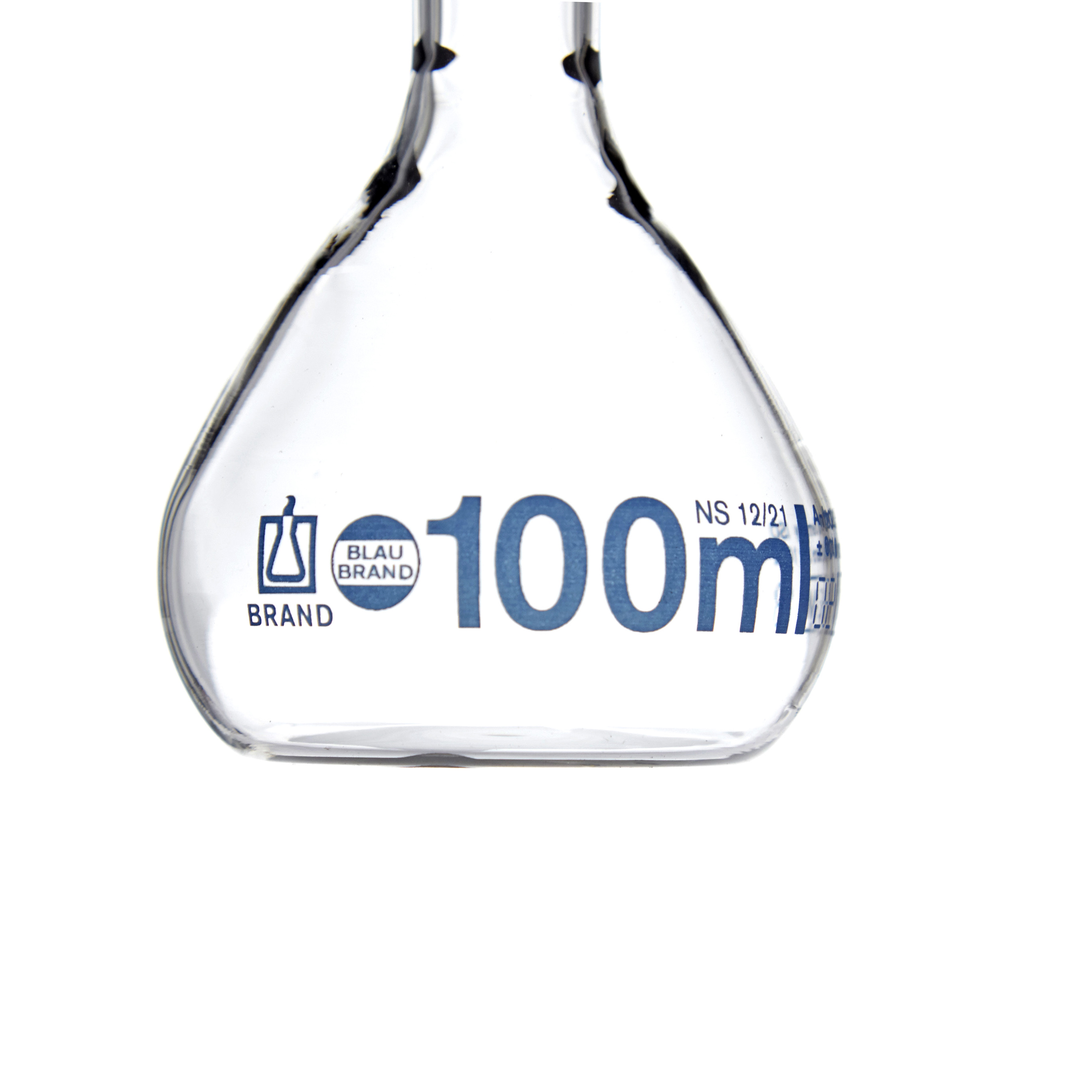 MATRAZ VOLUMÉTRICO DE 100ml CLASE A DIN. TAPÓN DE PLÁSTICO. BRAND
