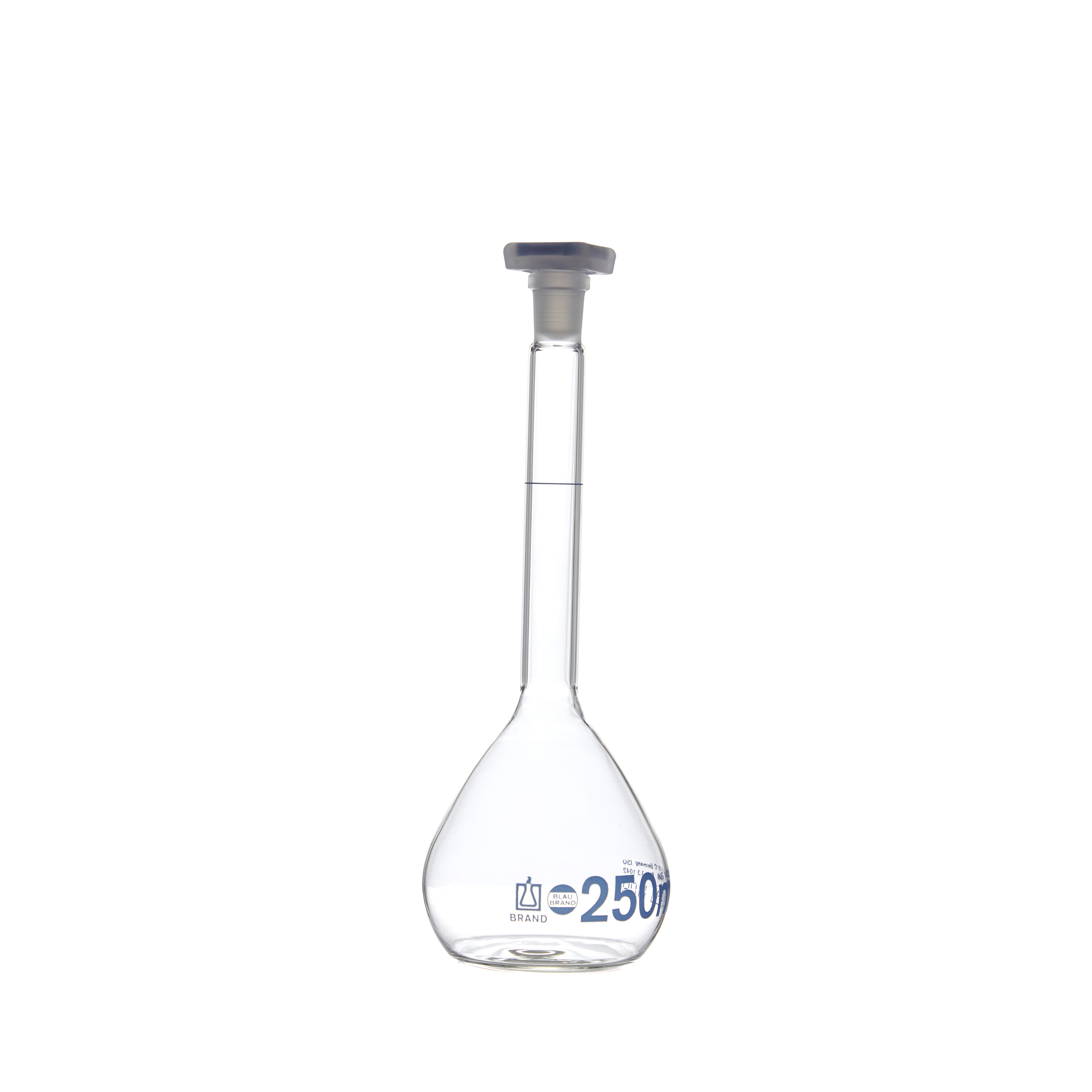 MATRAZ VOLUMÉTRICO DE 250ml CLASE A DIN. TAPÓN DE PLÁSTICO. BRAND