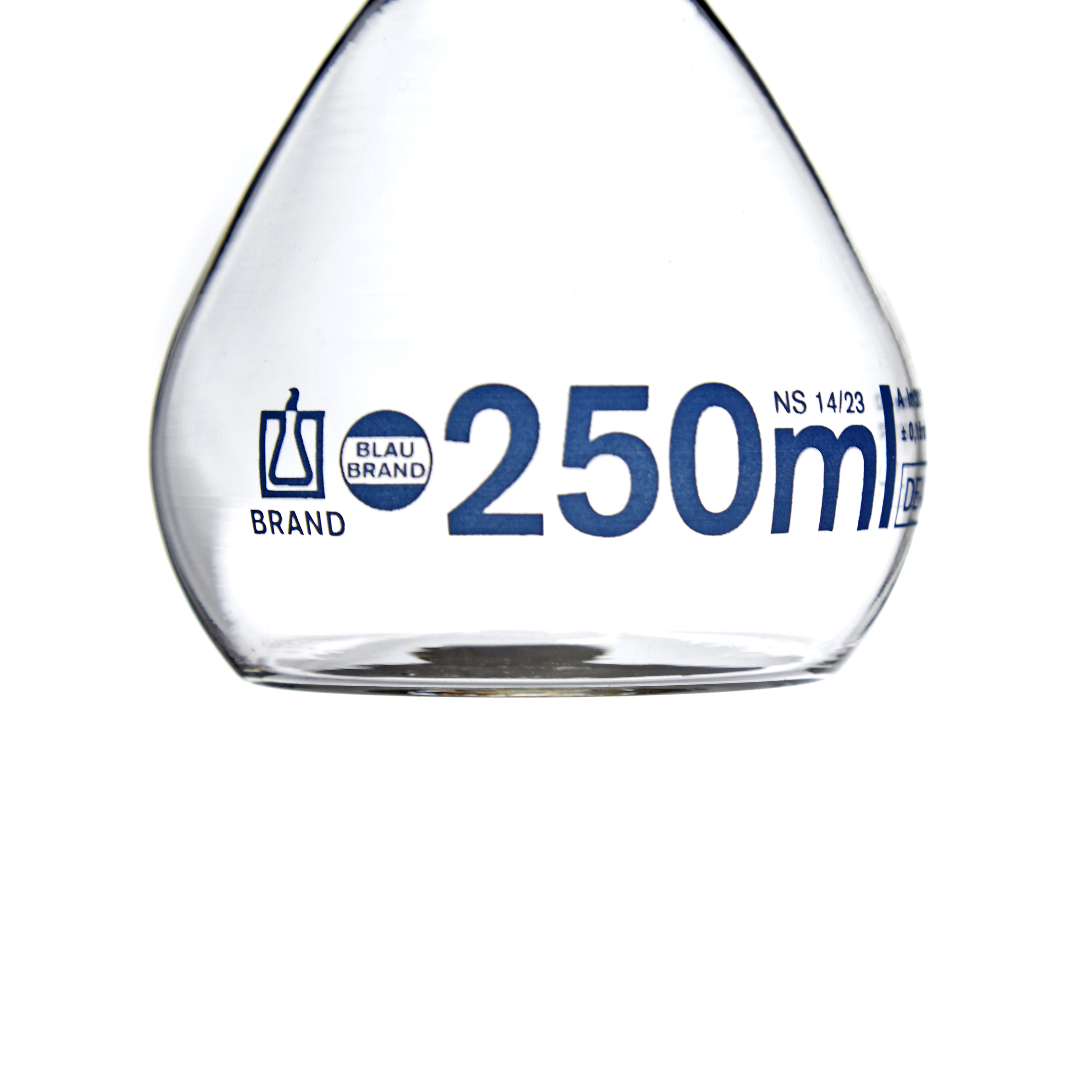 MATRAZ VOLUMÉTRICO DE 250ml CLASE A DIN. TAPÓN DE PLÁSTICO. BRAND