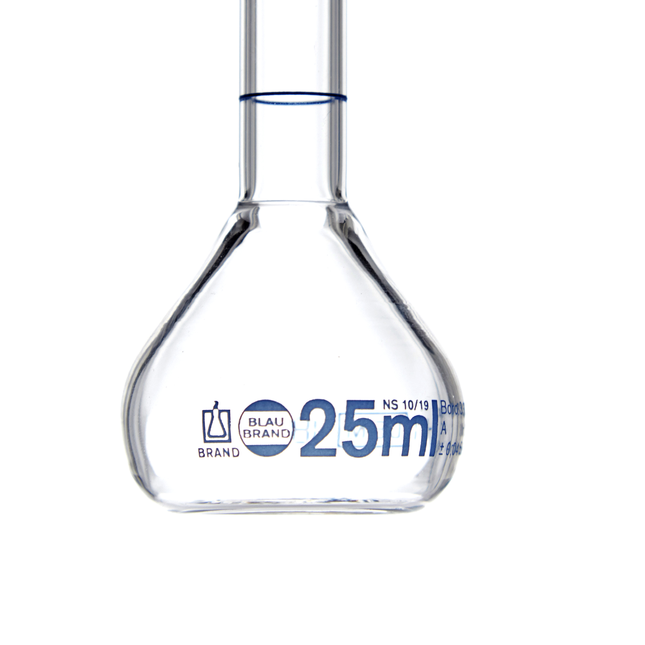 MATRAZ VOLUMÉTRICO DE 25ml CLASE A DIN. TAPÓN DE VIDRIO. BRAND