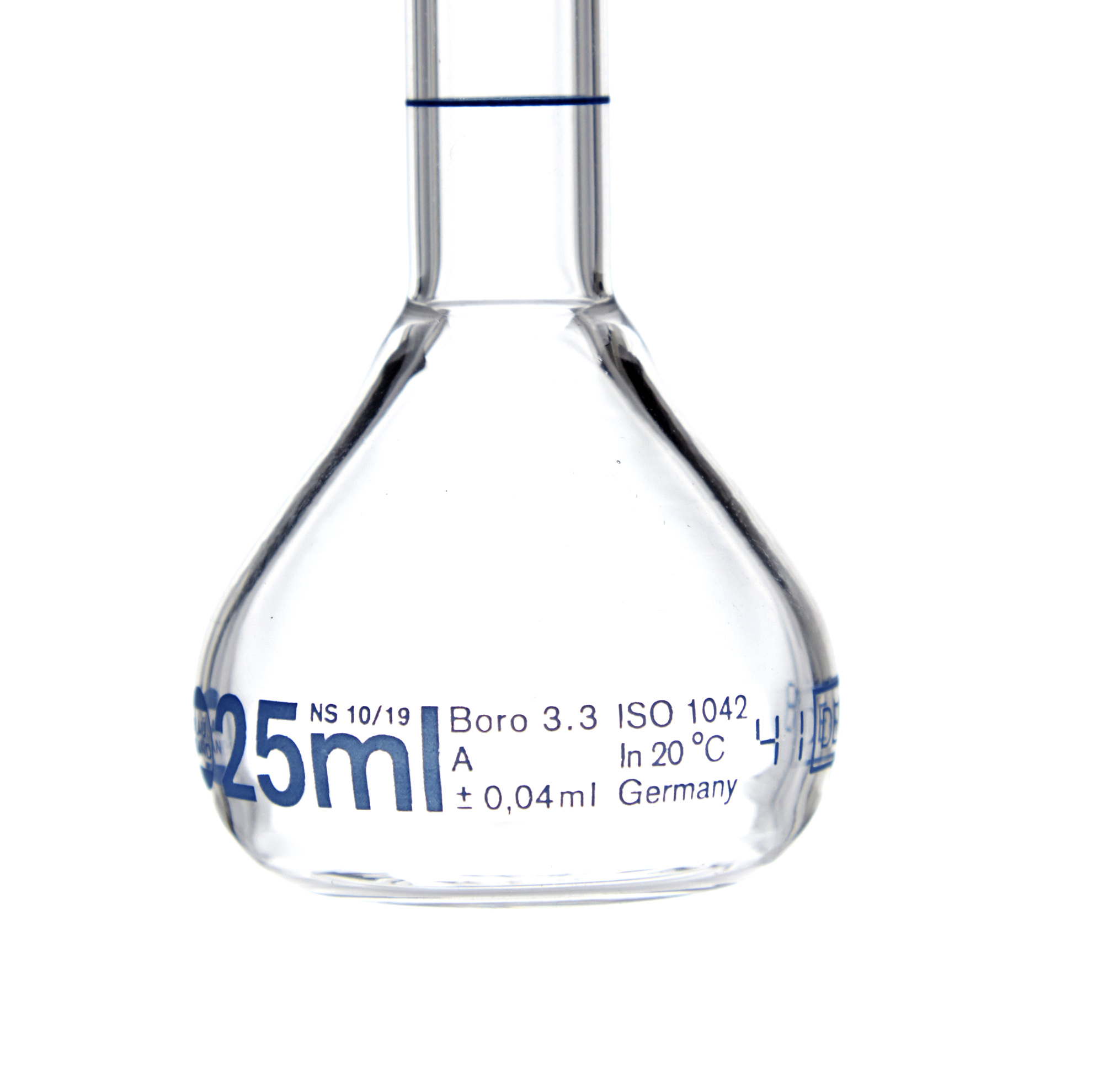 MATRAZ VOLUMÉTRICO DE 25ml CLASE A DIN. TAPÓN DE VIDRIO. BRAND