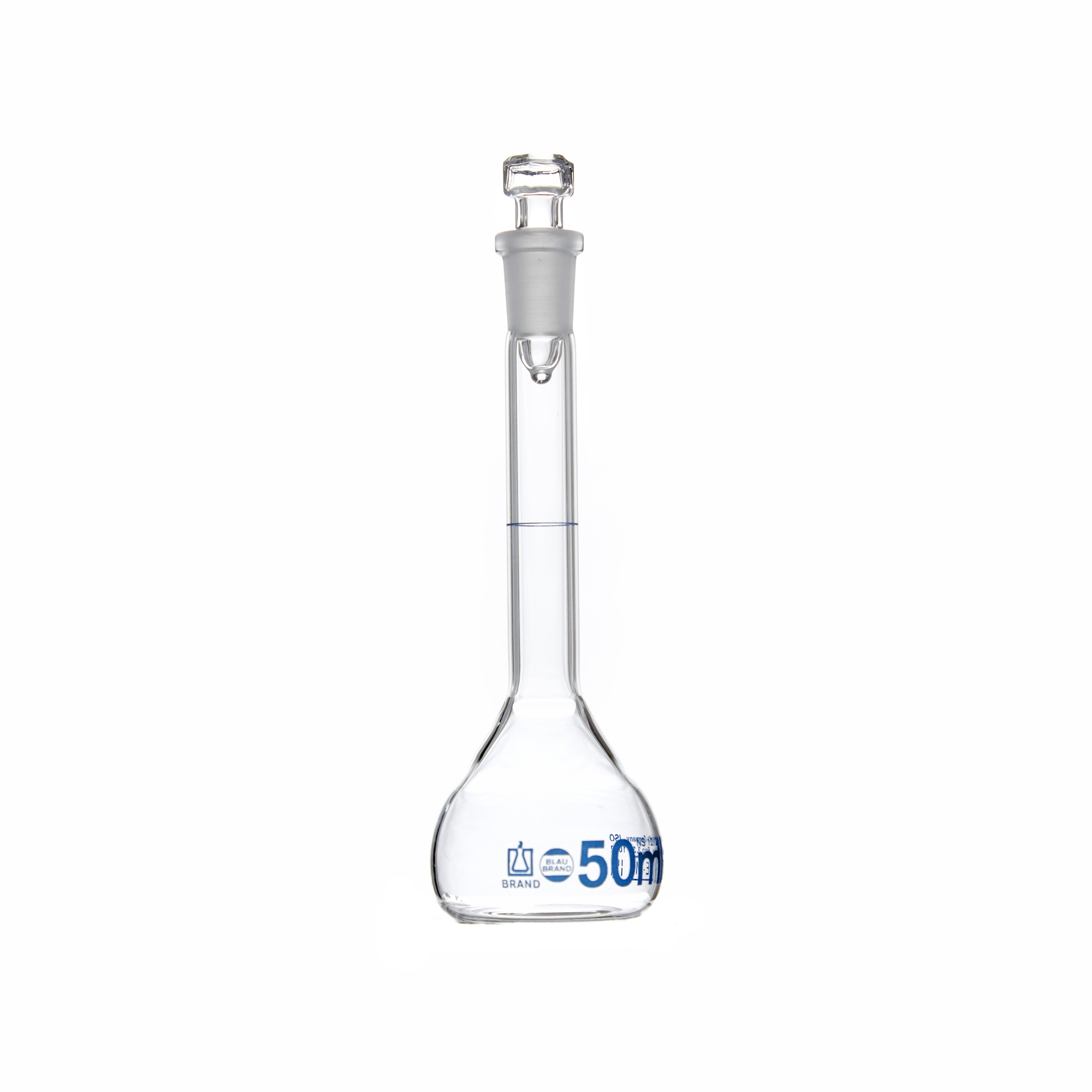 MATRAZ VOLUMÉTRICO DE 50ml CLASE A DIN. TAPÓN DE VIDRIO. BRAND
