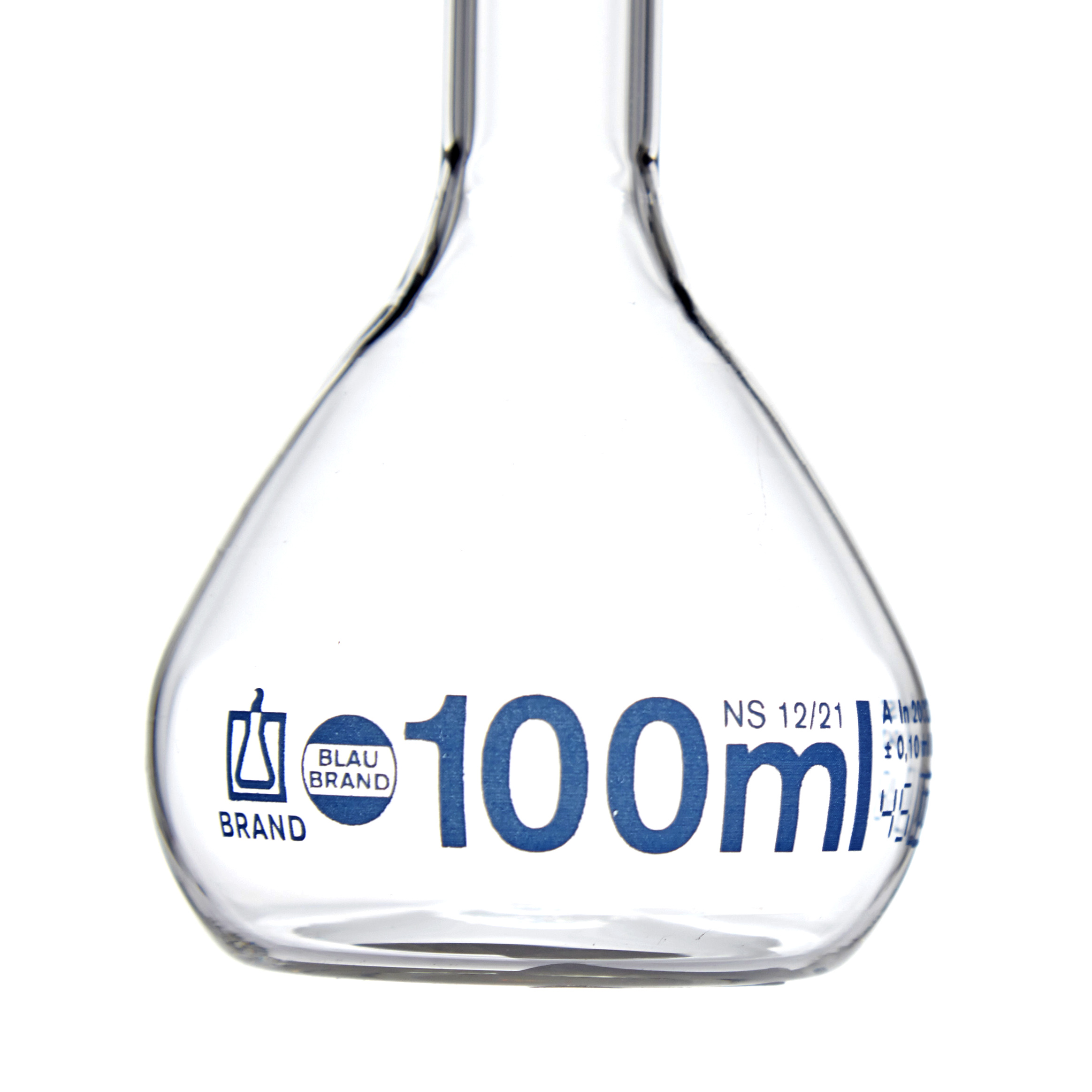 MATRAZ VOLUMÉTRICO DE 100ml CLASE A DIN. TAPÓN DE VIDRIO. BRAND