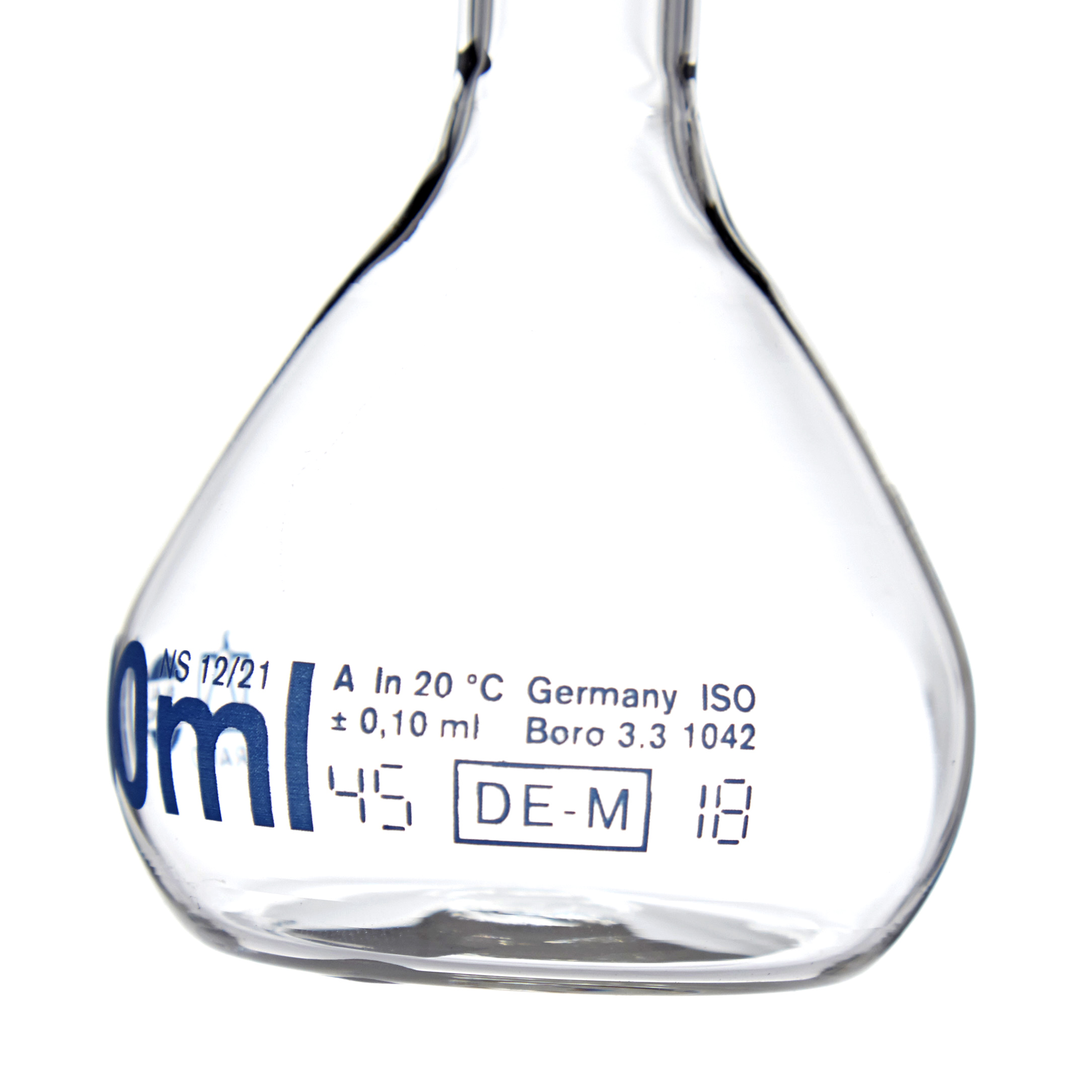 MATRAZ VOLUMÉTRICO DE 100ml CLASE A DIN. TAPÓN DE VIDRIO. BRAND