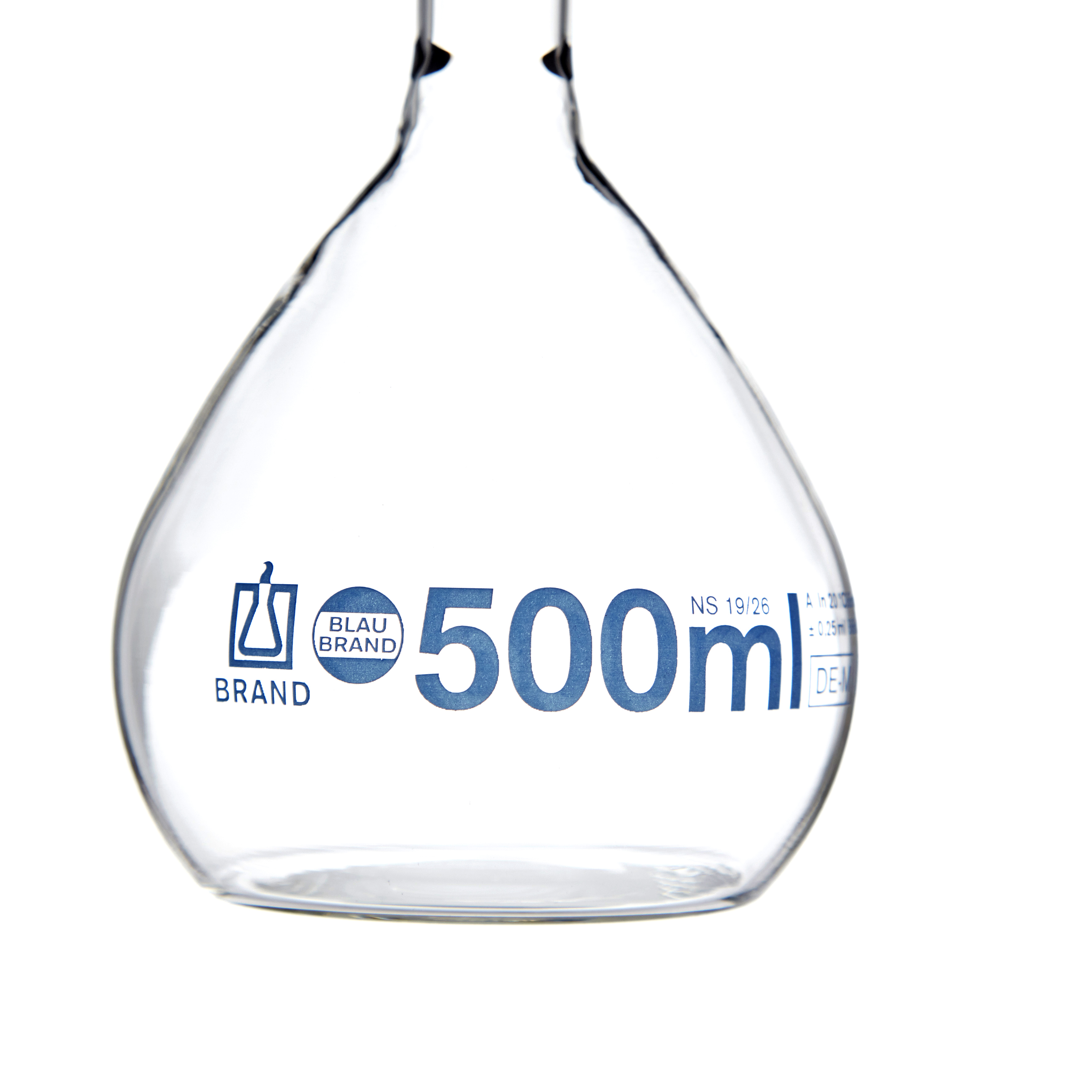 MATRAZ VOLUMÉTRICO DE 500ml CLASE A DIN. TAPÓN DE VIDRIO. BRAND