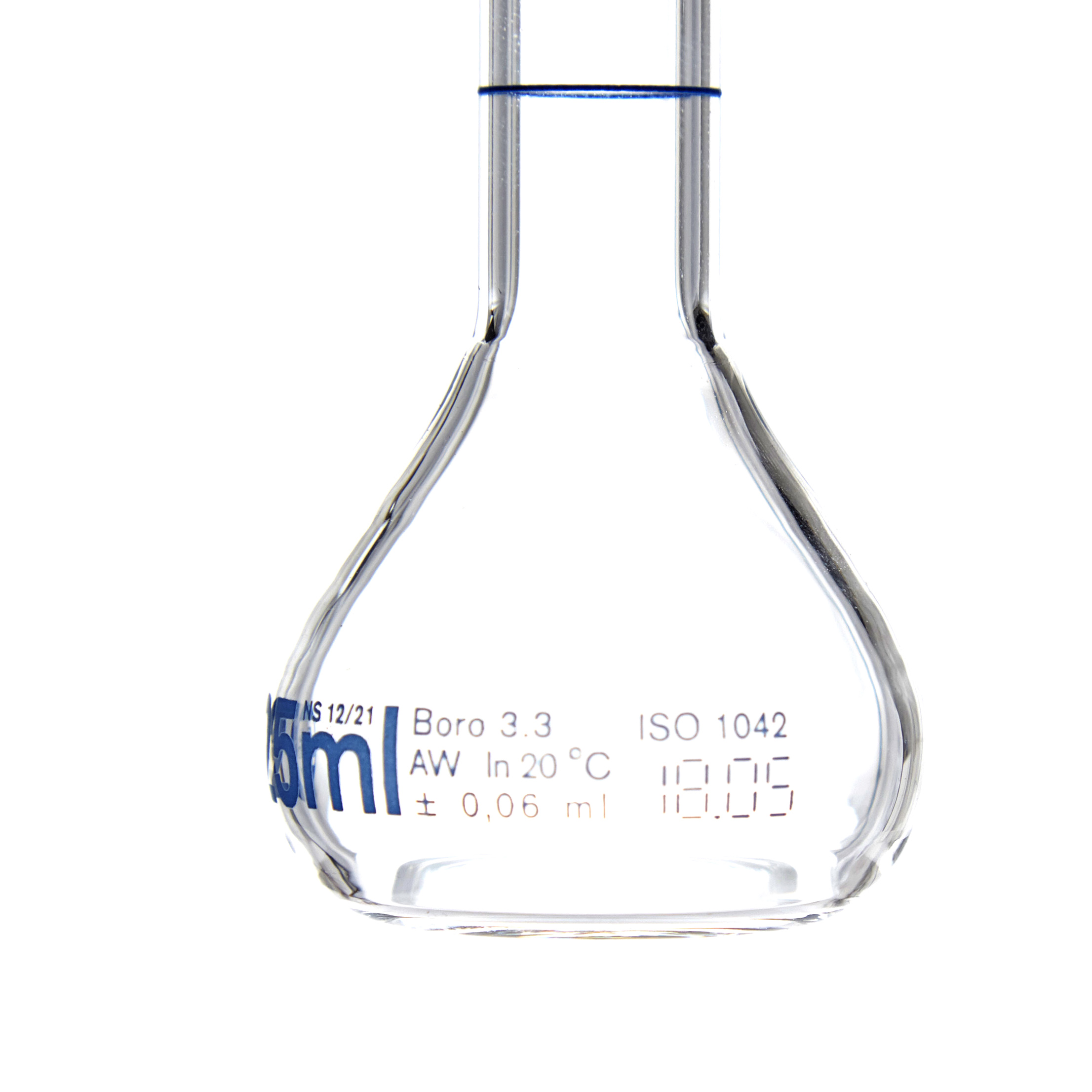 MATRAZ VOLUMÉTRICO DE 25ml CLASE A DIN. CUELLO ANCHO. TAPÓN DE VIDRIO. BRAND