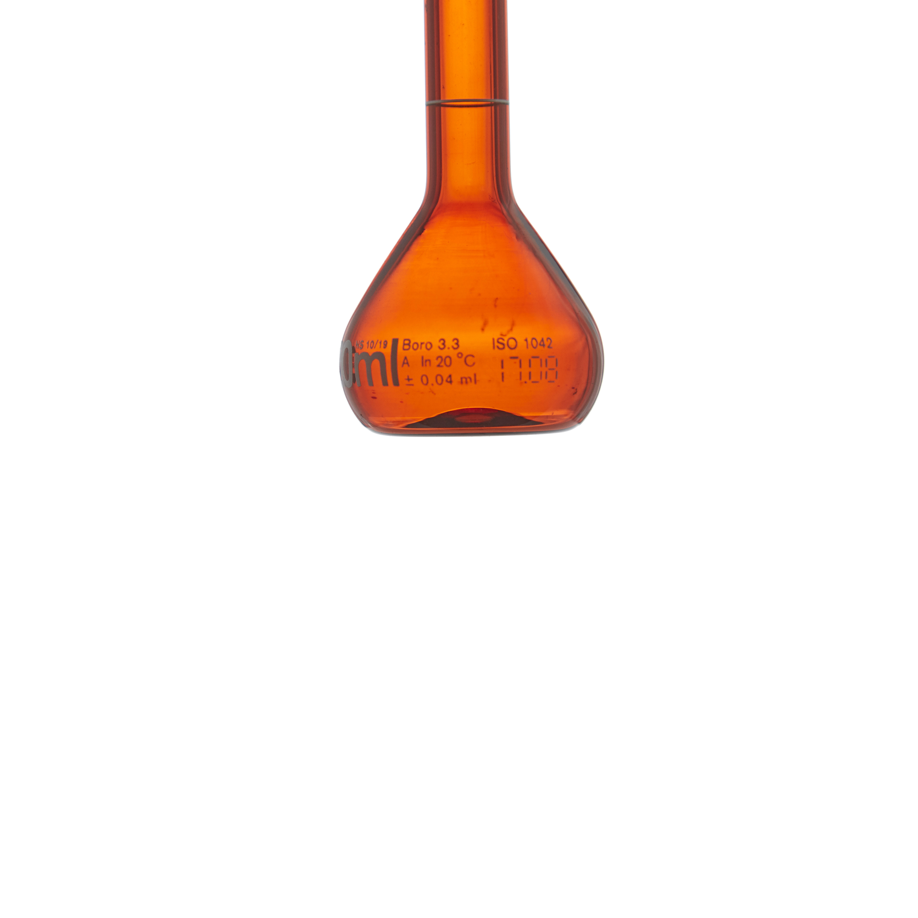 MATRAZ VOLUMÉTRICO DE 20ml CLASE A DIN ACTÍNICO. TAPÓN DE PLÁSTICO. BRAND