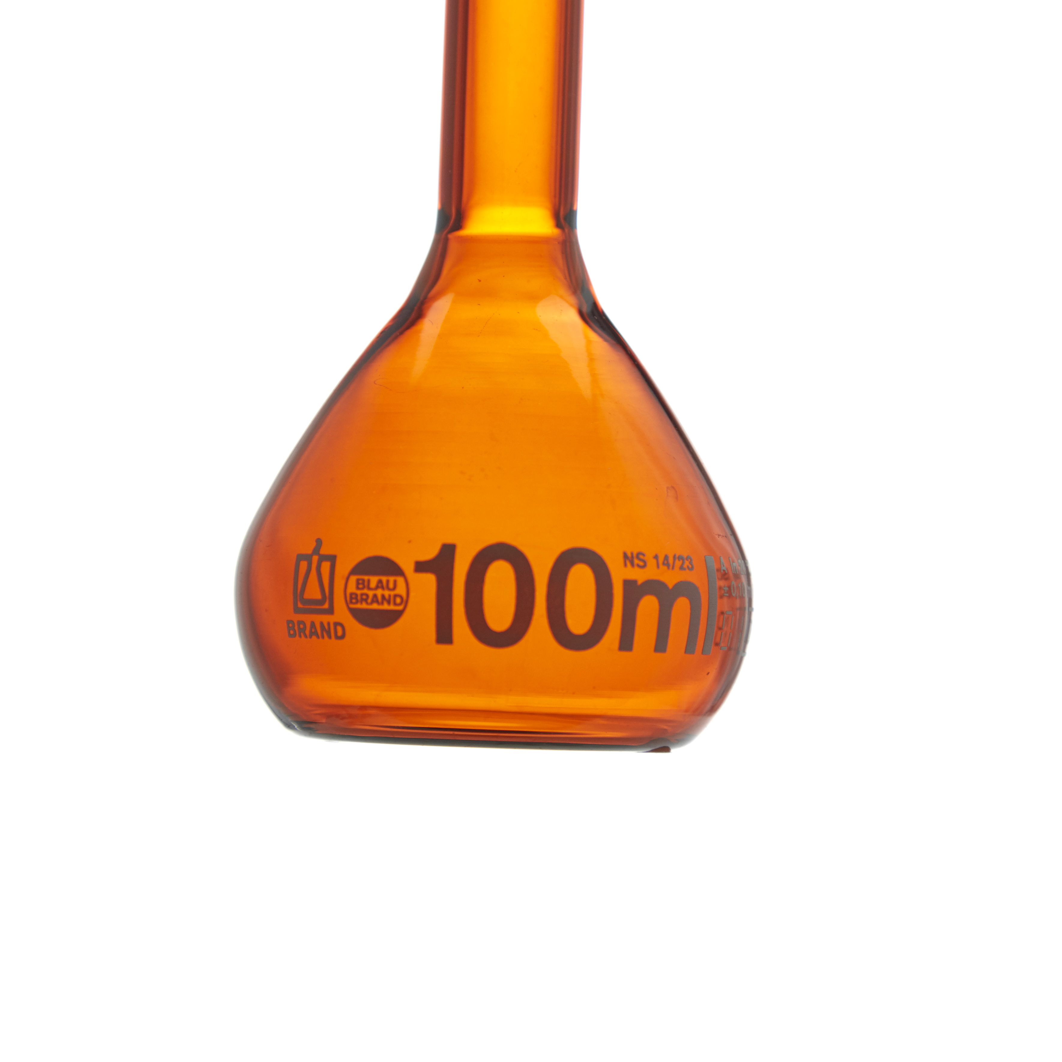 MATRAZ VOLUMÉTRICO DE 100ml CLASE A DIN ACTÍNICO. TAPÓN DE PLÁSTICO. BRAND