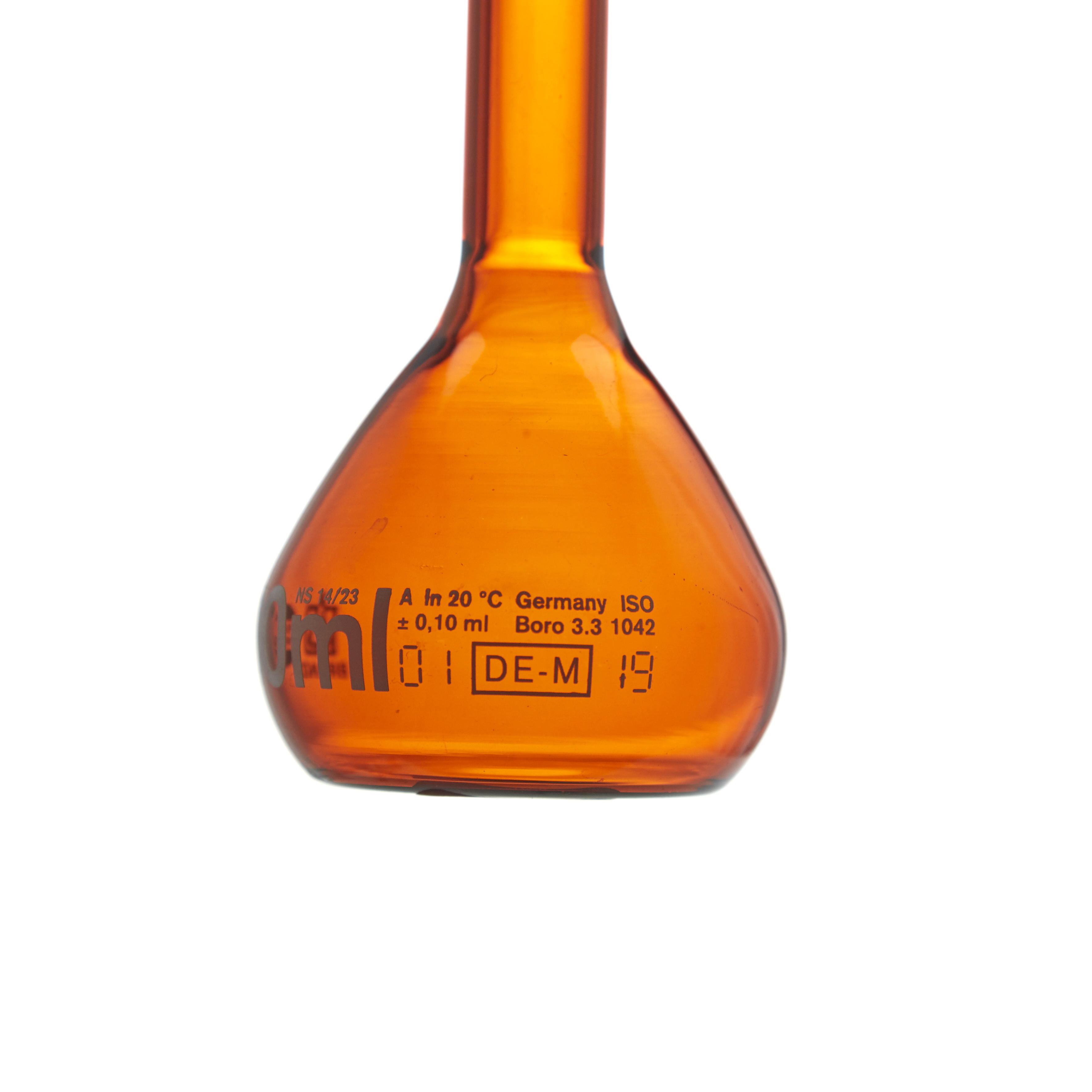 MATRAZ VOLUMÉTRICO DE 100ml CLASE A DIN ACTÍNICO. TAPÓN DE PLÁSTICO. BRAND