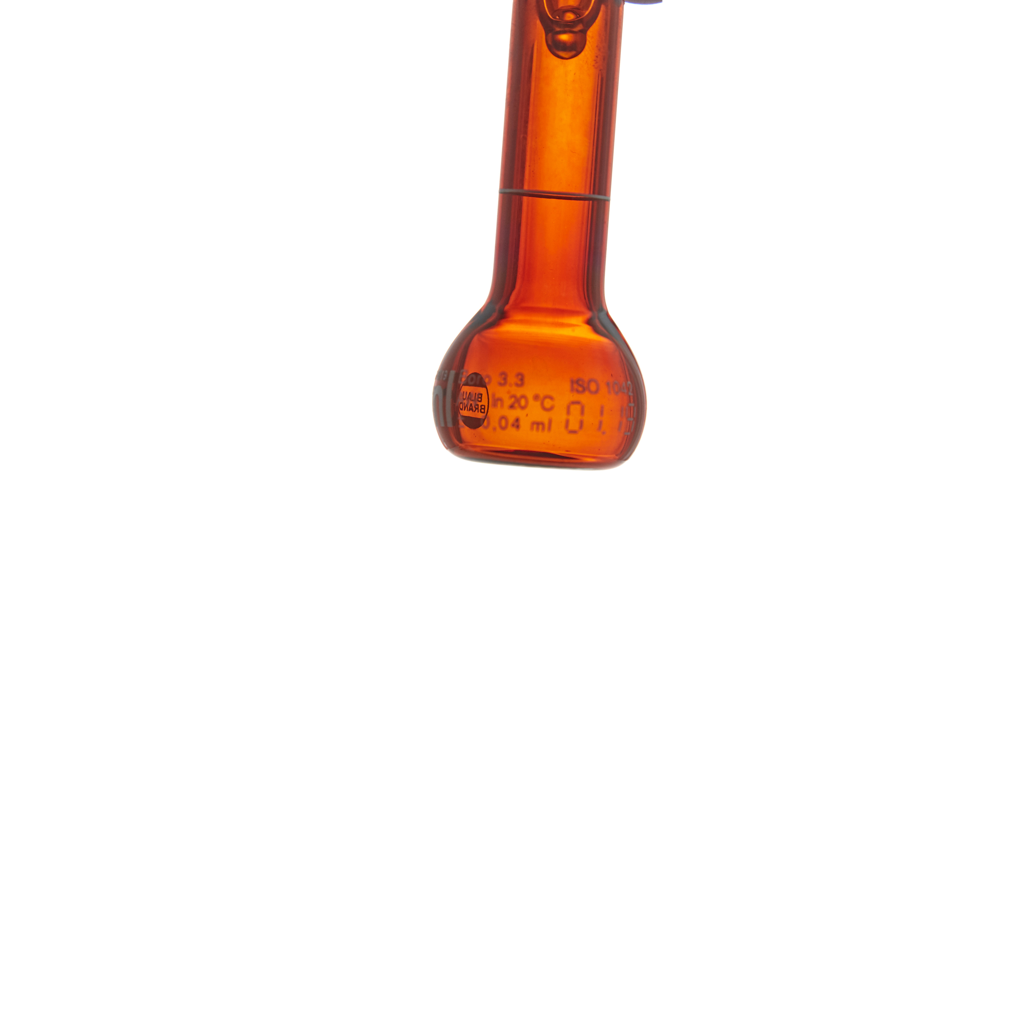 MATRAZ VOLUMÉTRICO DE 5ml CLASE A DIN ACTÍNICO. CUELLO ANCHO. TAPÓN DE VIDRIO. BRAND