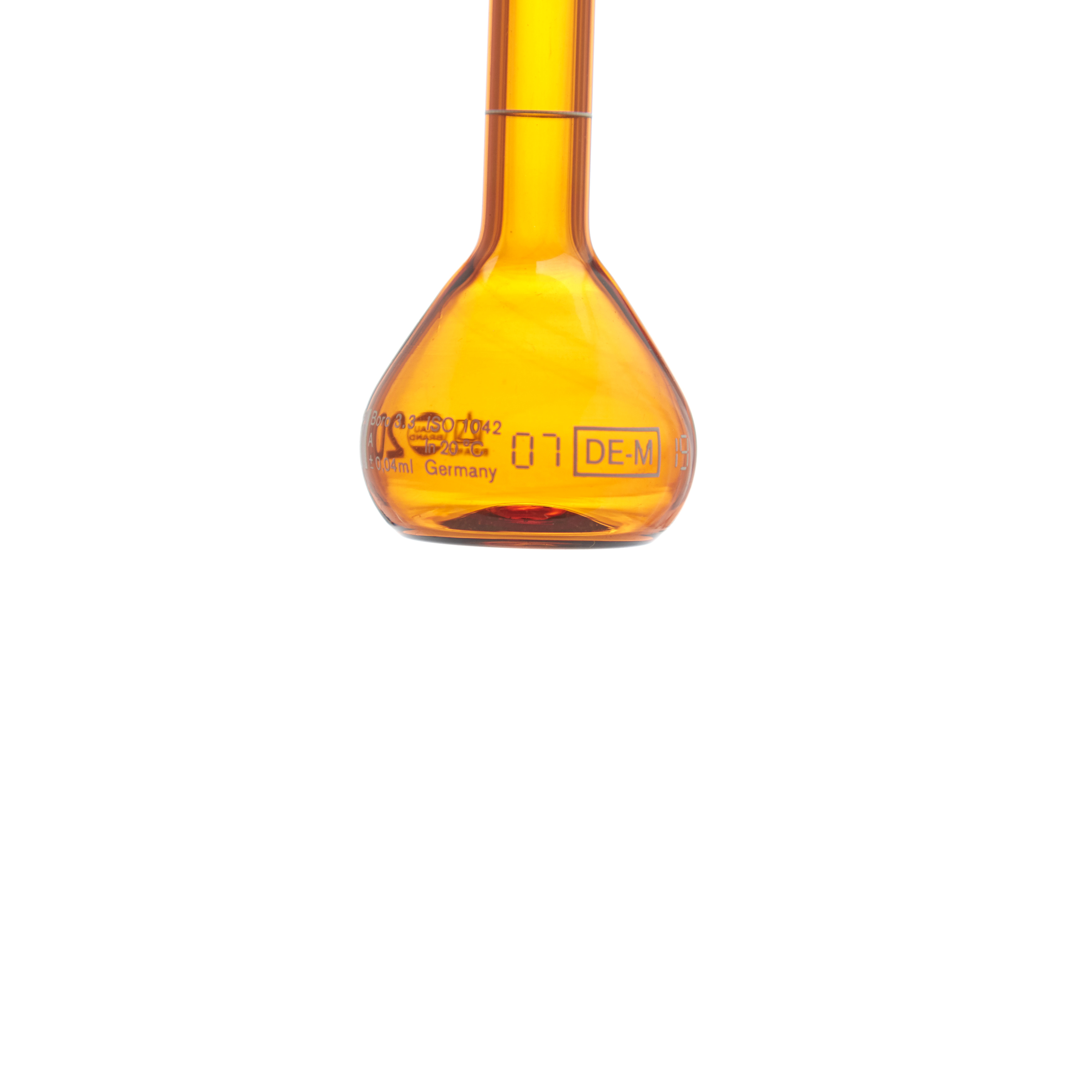 MATRAZ VOLUMÉTRICO DE 20ml CLASE A DIN ACTÍNICO. TAPÓN DE VIDRIO. BRAND