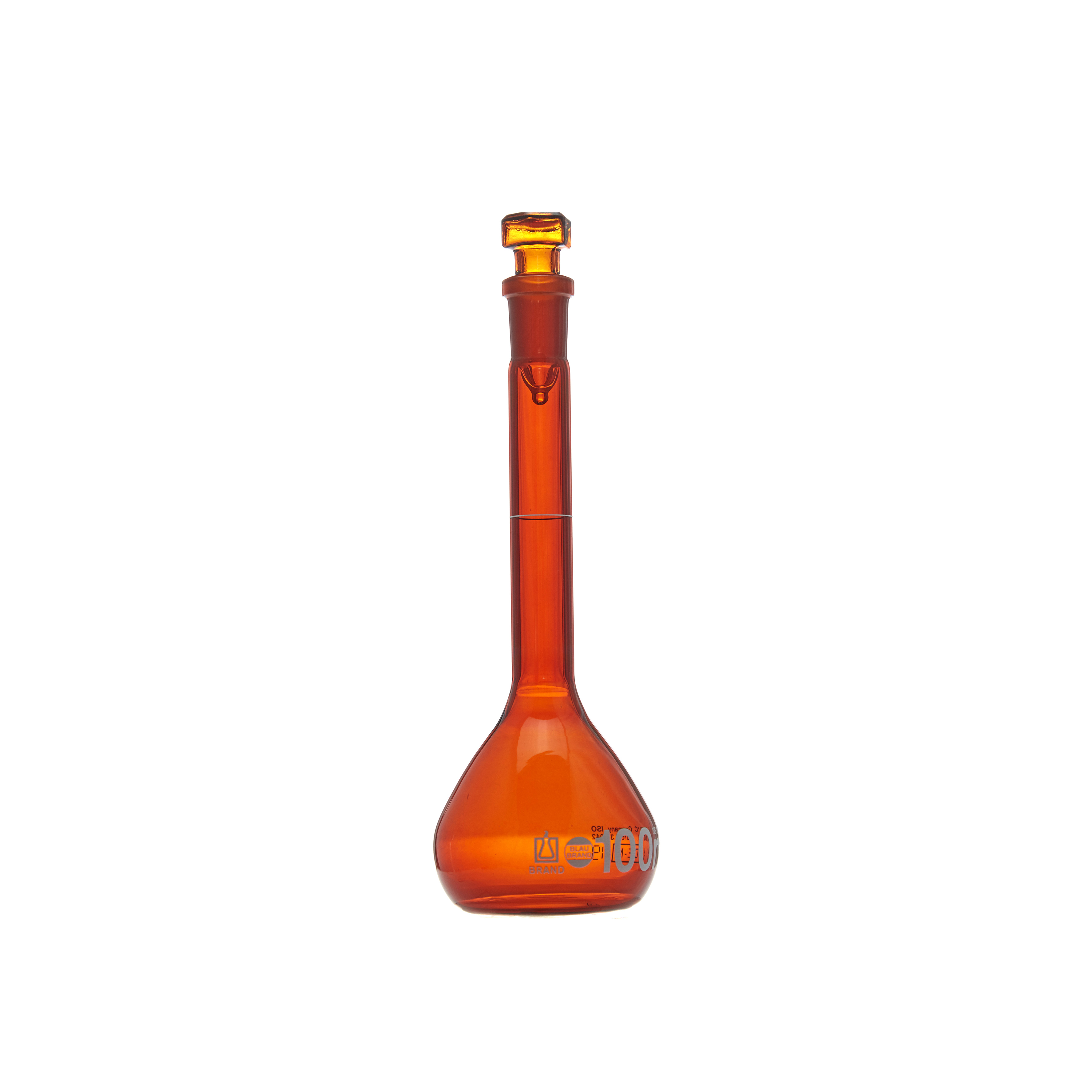 MATRAZ VOLUMÉTRICO DE 100ml CLASE A DIN ACTÍNICO. TAPÓN DE VIDRIO. BRAND