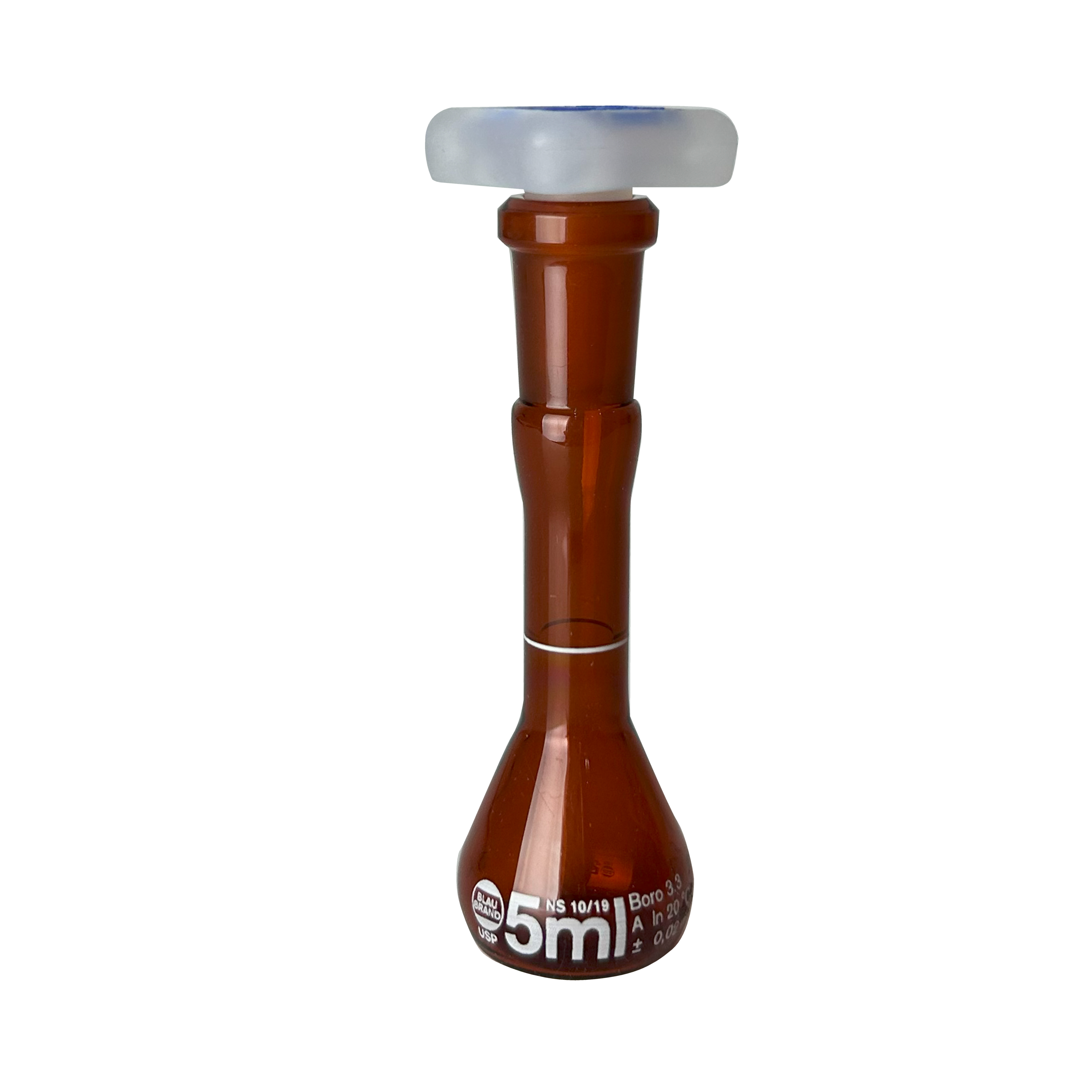 MATRAZ VOLUMÉTRICO BLAUBRAND ÁMBAR DE 5 ml, CLASE A USP. BRAND
