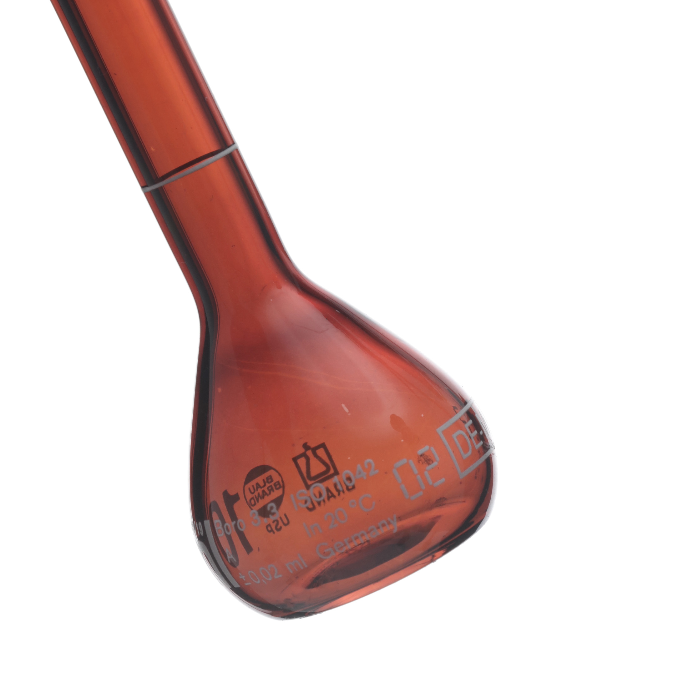 MATRAZ VOLUMÉTRICO DE 10ml USP ACTÍNICO. TAPÓN DE PLÁSTICO. BRAND