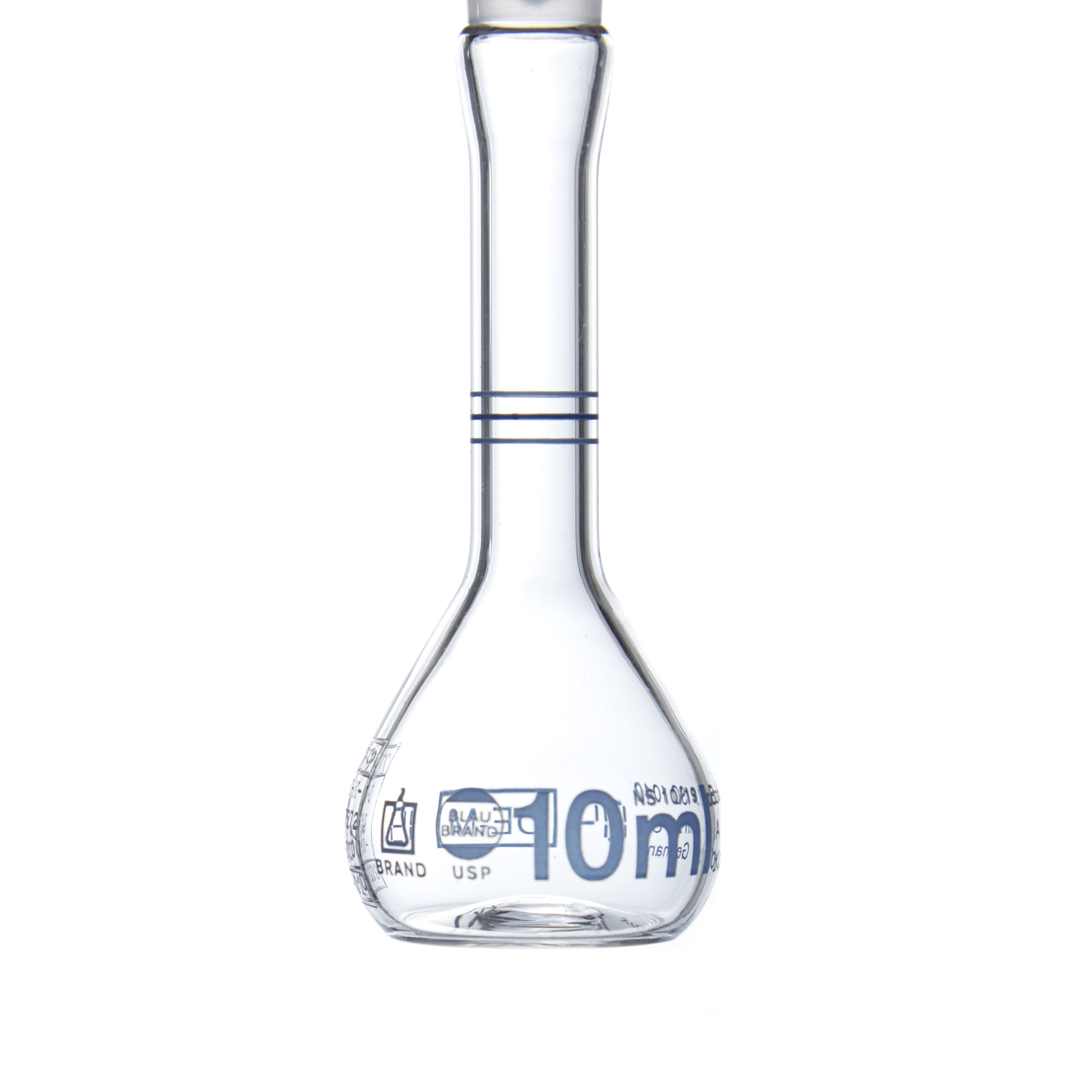 MATRAZ VOLUMÉTRICO DE 10ml CLASE A DIN CON CERTIFICADO. 3 AFOROS. BRAND