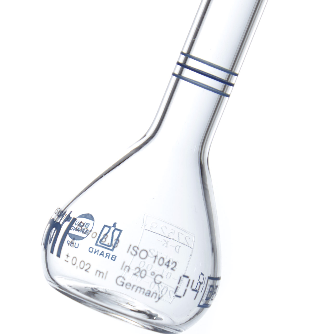 MATRAZ VOLUMÉTRICO DE 10ml CLASE A DIN CON CERTIFICADO. 3 AFOROS. BRAND