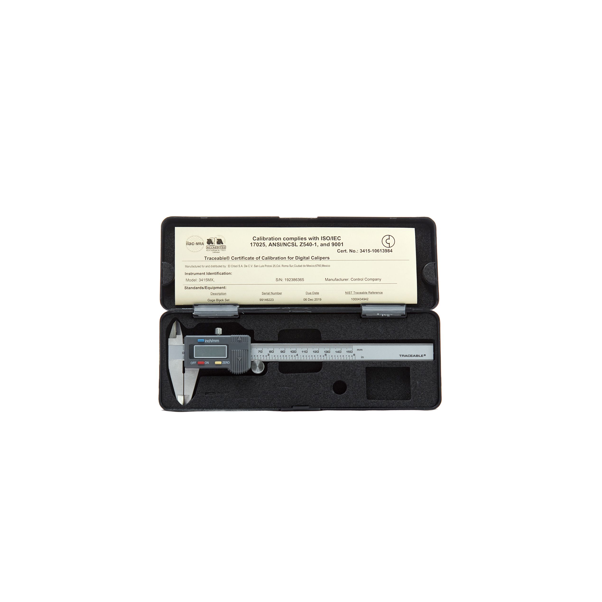 CALIBRADOR VERNIER DIGITAL DE 15cm TRACEABLE. CONTROL COMPANY