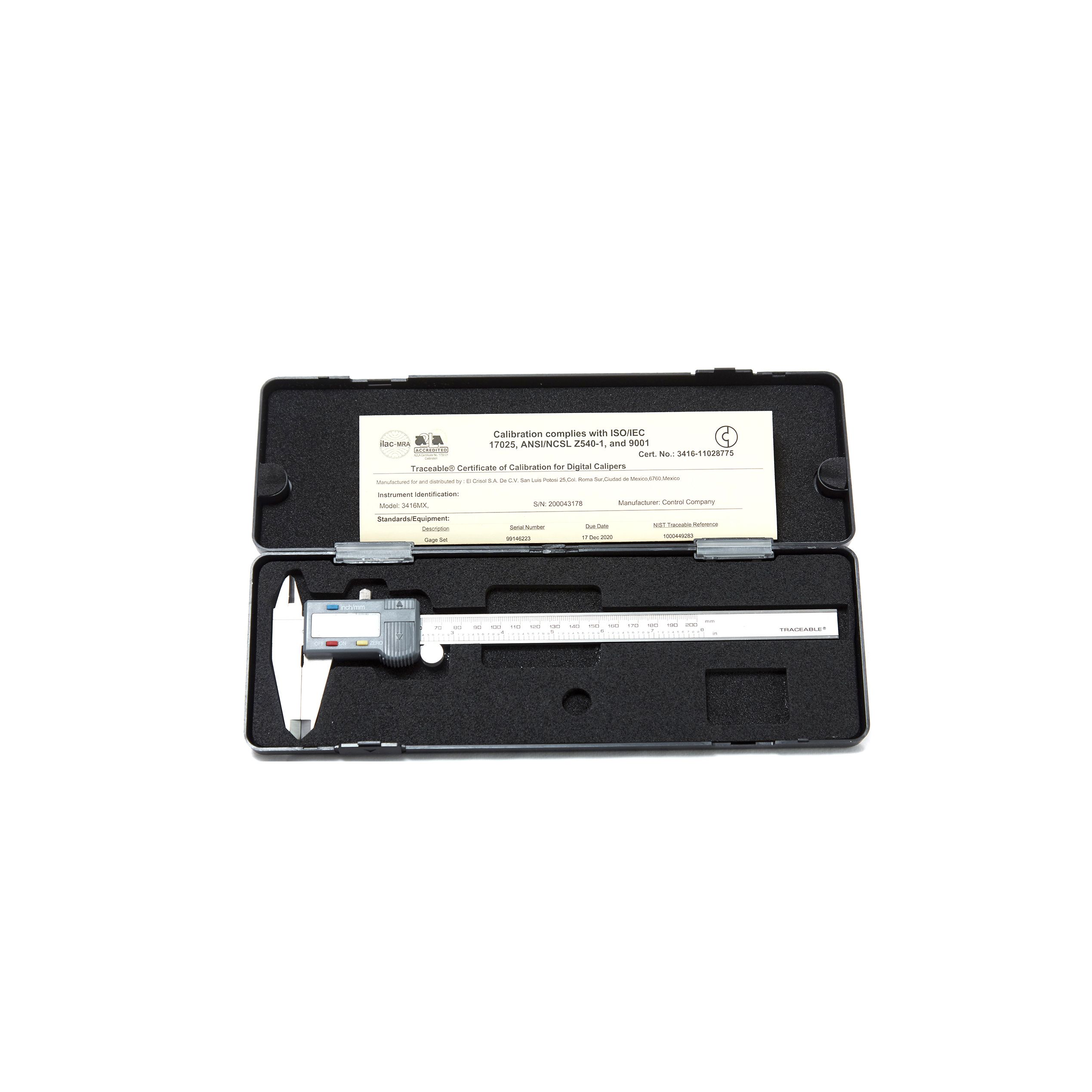 CALIBRADOR VERNIER DIGITAL DE 20cm TRACEABLE. CONTROL COMPANY