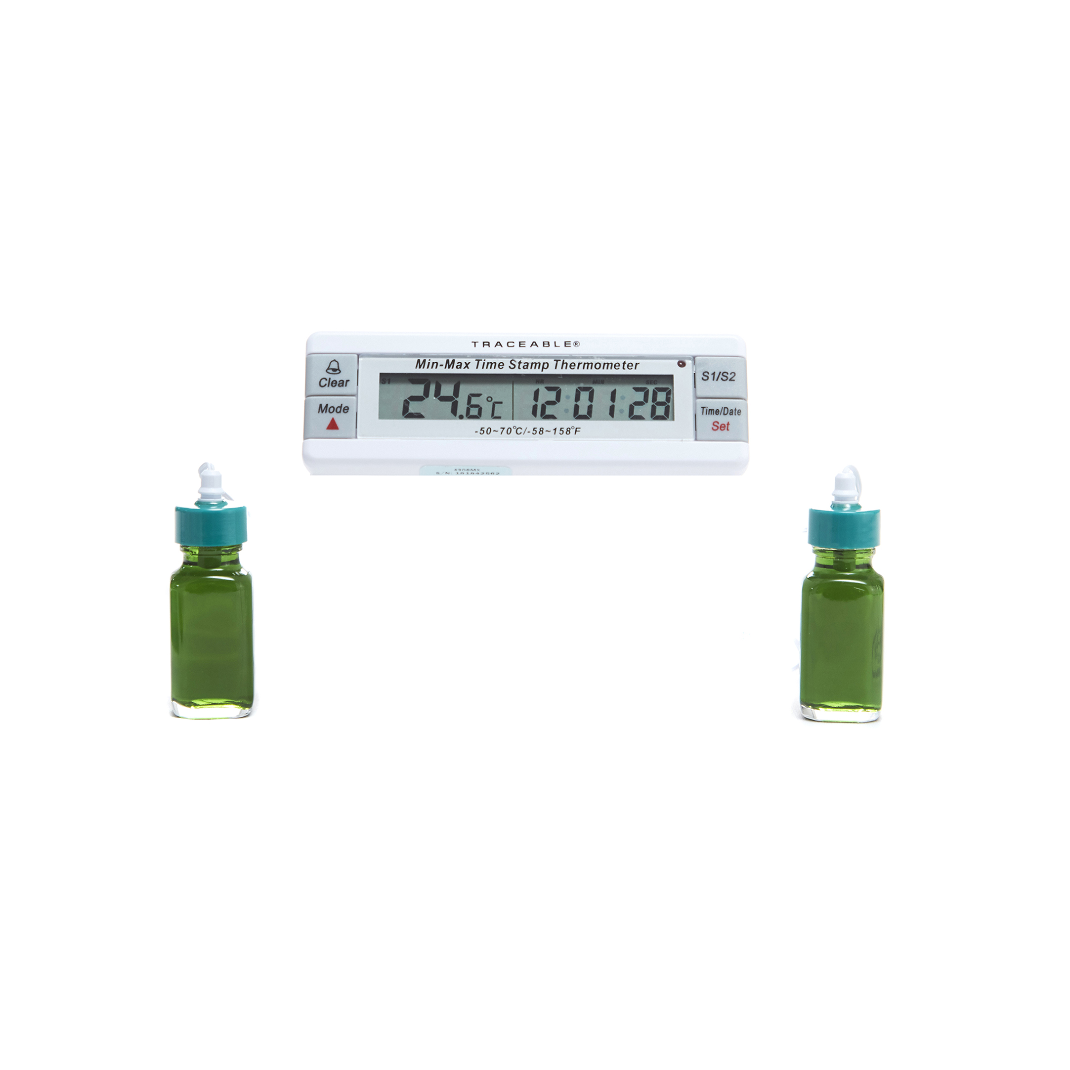 TERMÓMETRO DIGITAL DE -50 A 70°C PARA REFRIGERADOR Y CONGELADOR TRACEABLE. CON 2 FRASCOS. CONTROL COMPANY