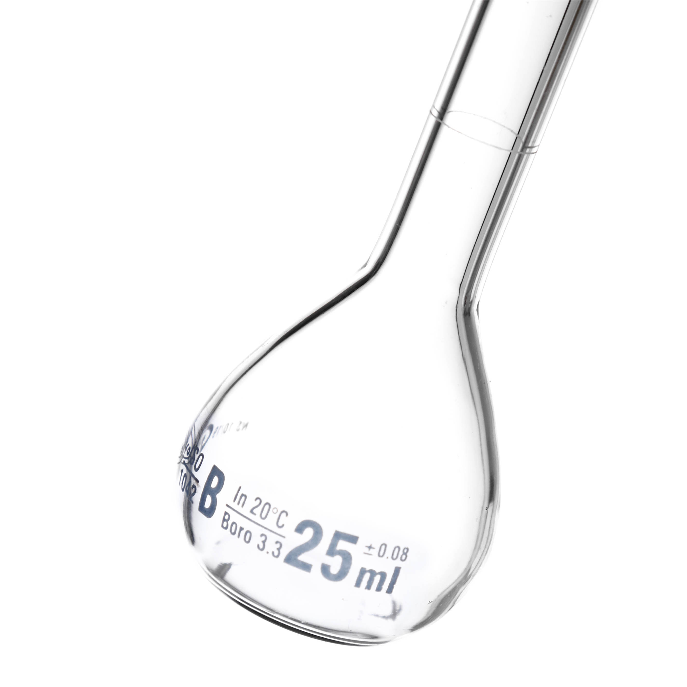 MATRAZ VOLUMÉTRICO DE 25ml CLASE A DIN. TAPÓN DE VIDRIO. KAVALIER