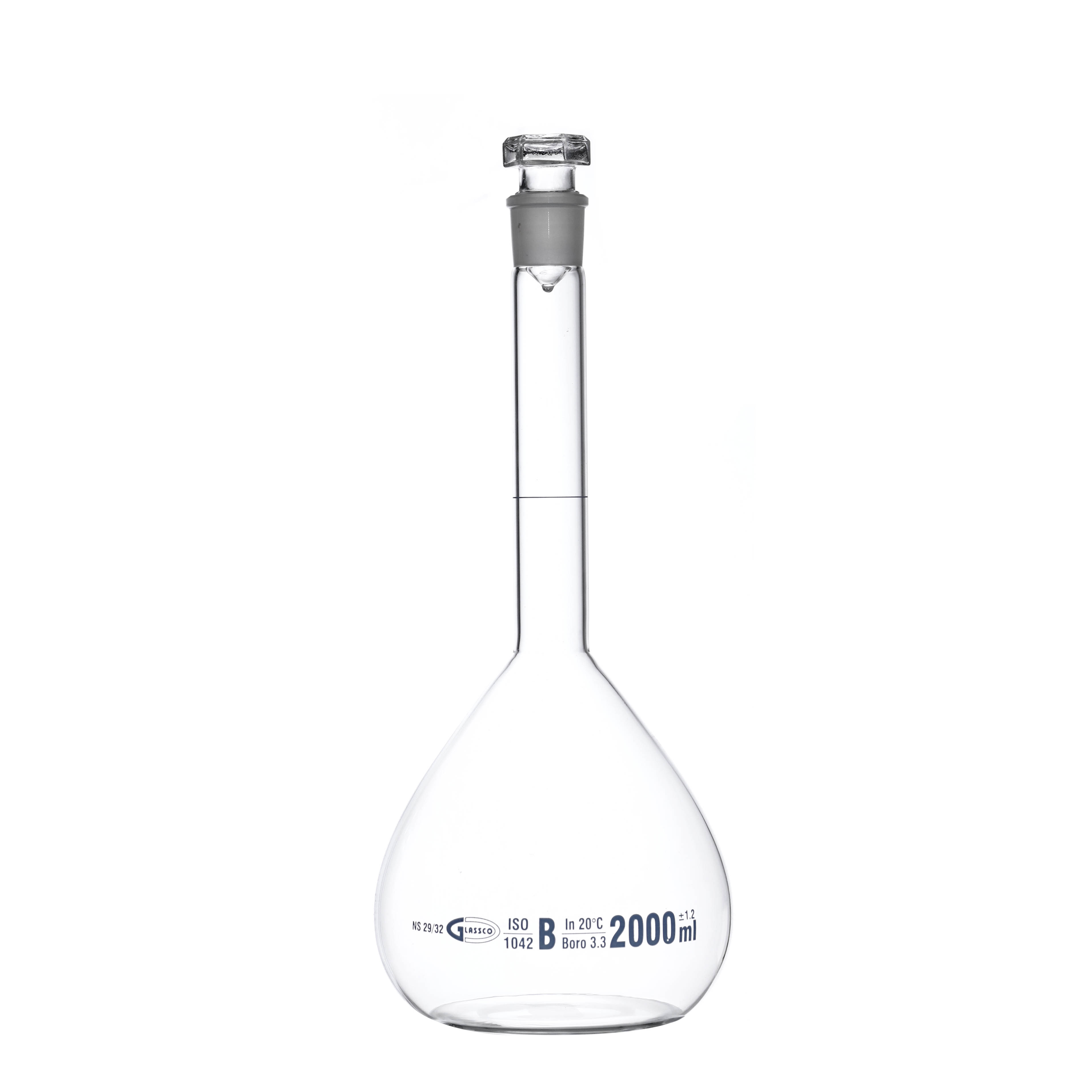 MATRAZ VOLUMÉTRICO DE 2L CLASE B DIN. TAPÓN DE VIDRIO. KAVALIER