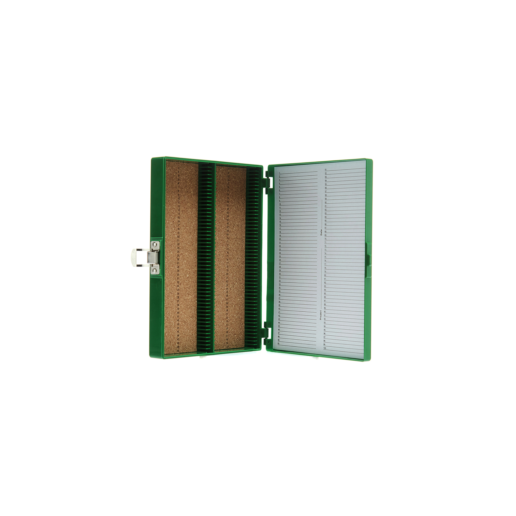 ESTUCHE PARA 100 PREPARACIONES. VERDE. HEATHROW SCIENTIFIC