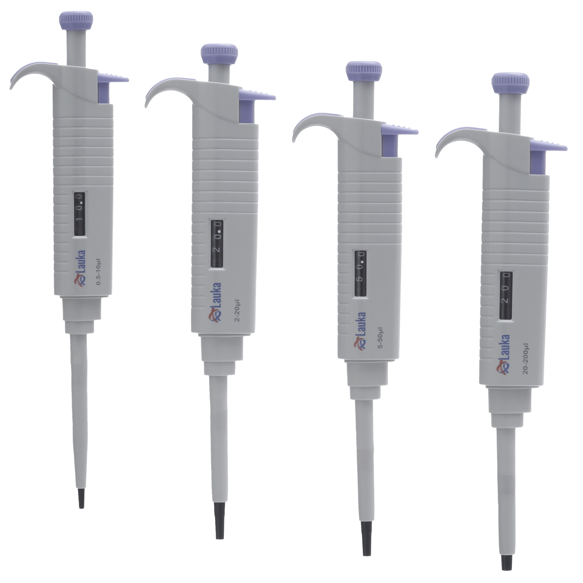 JUEGO DE 4 MICROPIPETAS DE 0.5 A 200 µl. LAUKA