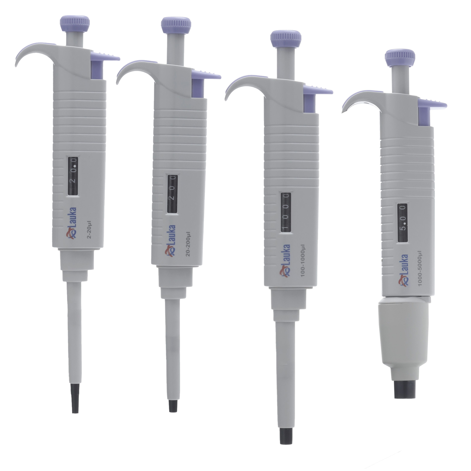 JUEGO DE 4 MICROPIPETAS DE 2 A 5000 µl. LAUKA