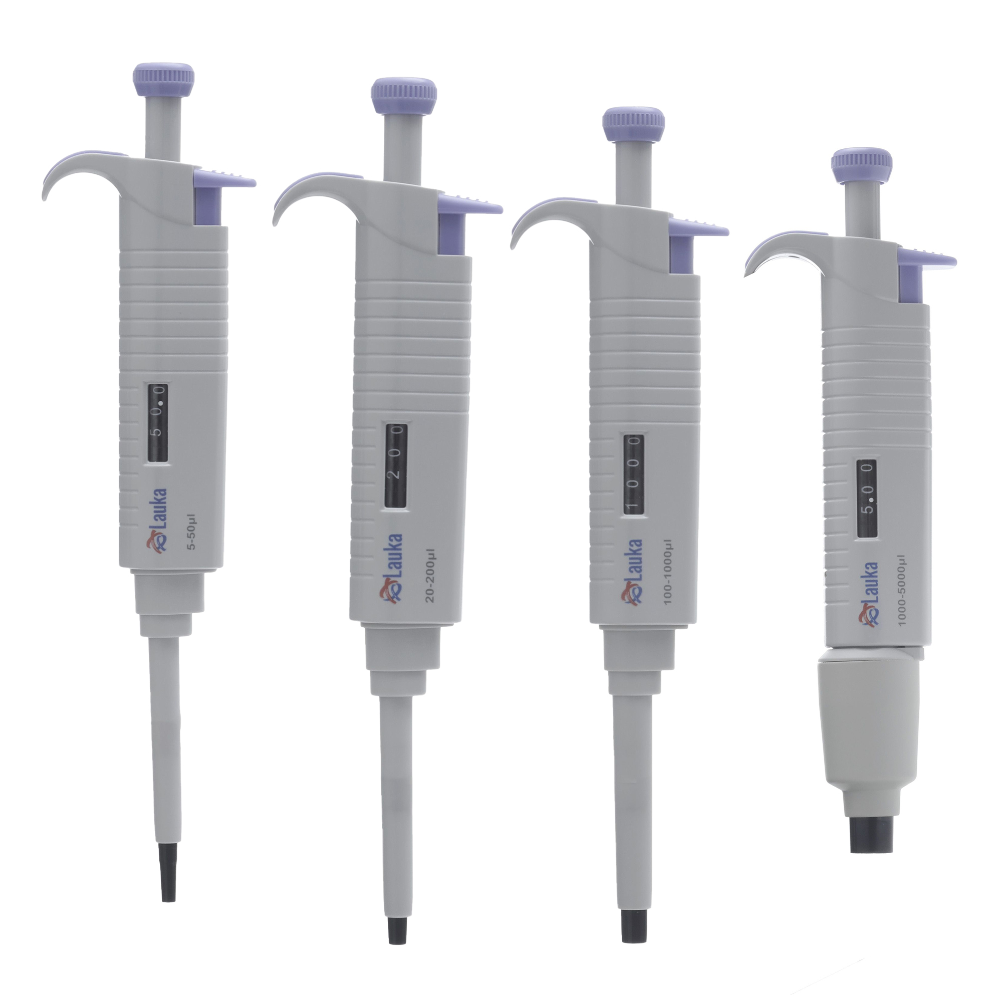 JUEGO DE 4 MICROPIPETAS DE 5 A 5000 µl. LAUKA
