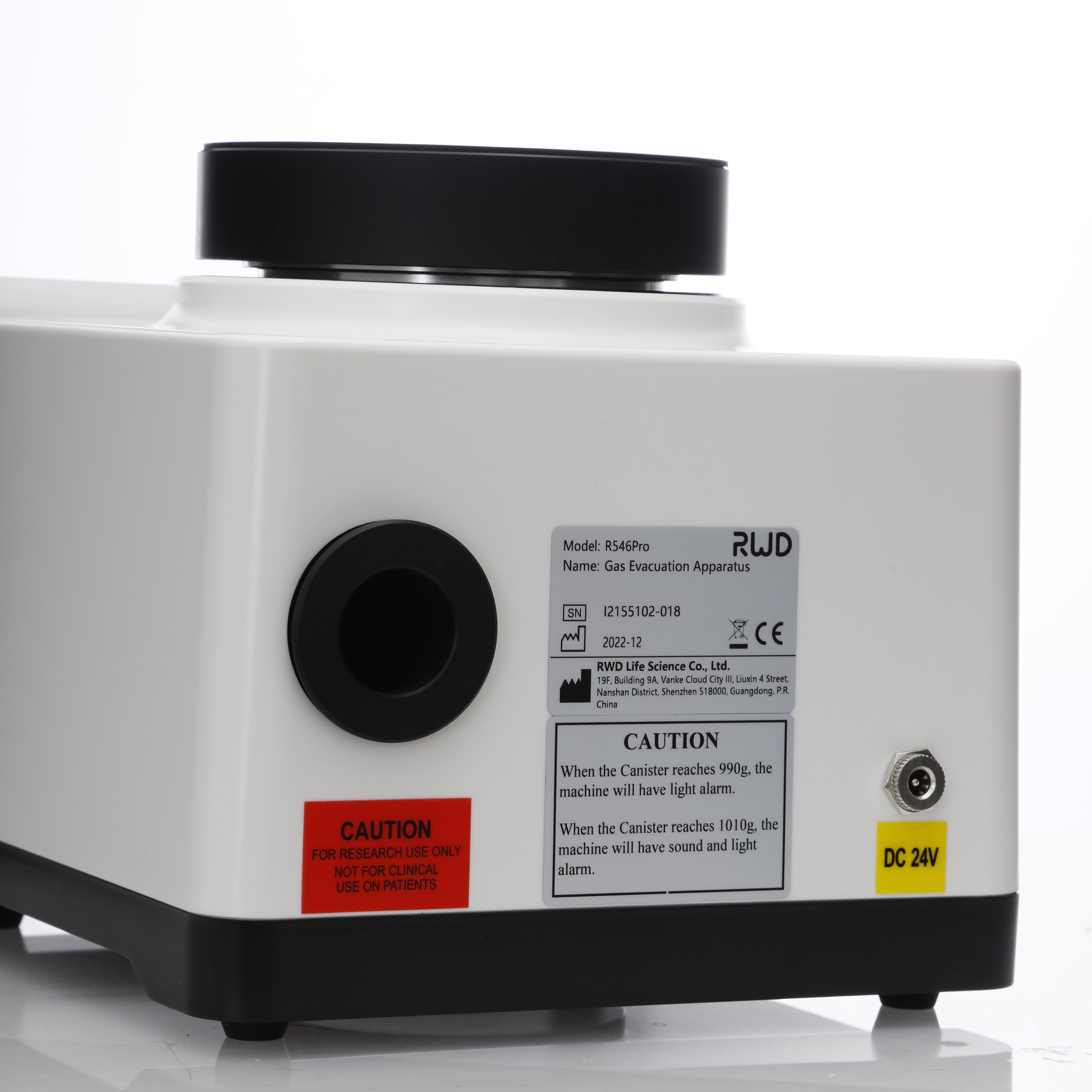 APARATO PARA EVACUACIÓN DE GASES CON MONITOR DE PESO. RWD.