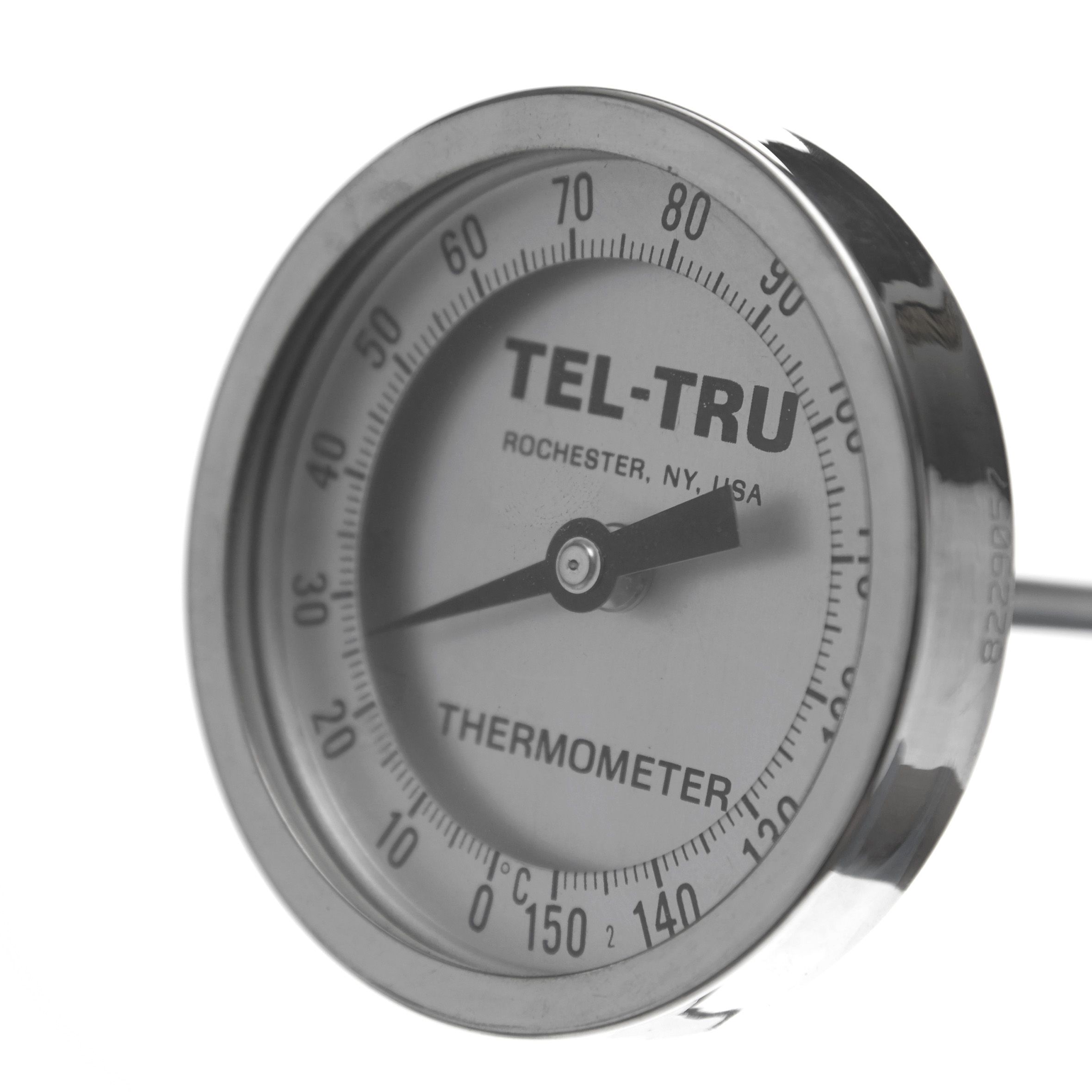 TERMÓMETRO BIMETÁLICO DE 0 A 150°C. VÁSTAGO DE 15cm. ROSCA DE 1/2". TEL-TRU