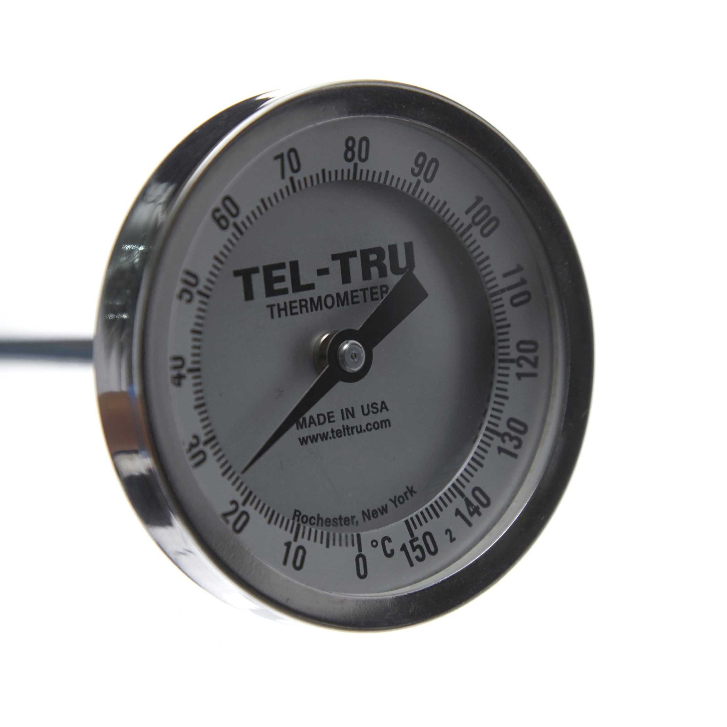 TERMÓMETRO BIMETÁLICO DE 0 A 150°C. VÁSTAGO DE 30cm. ROSCA DE 1/2". TEL-TRU